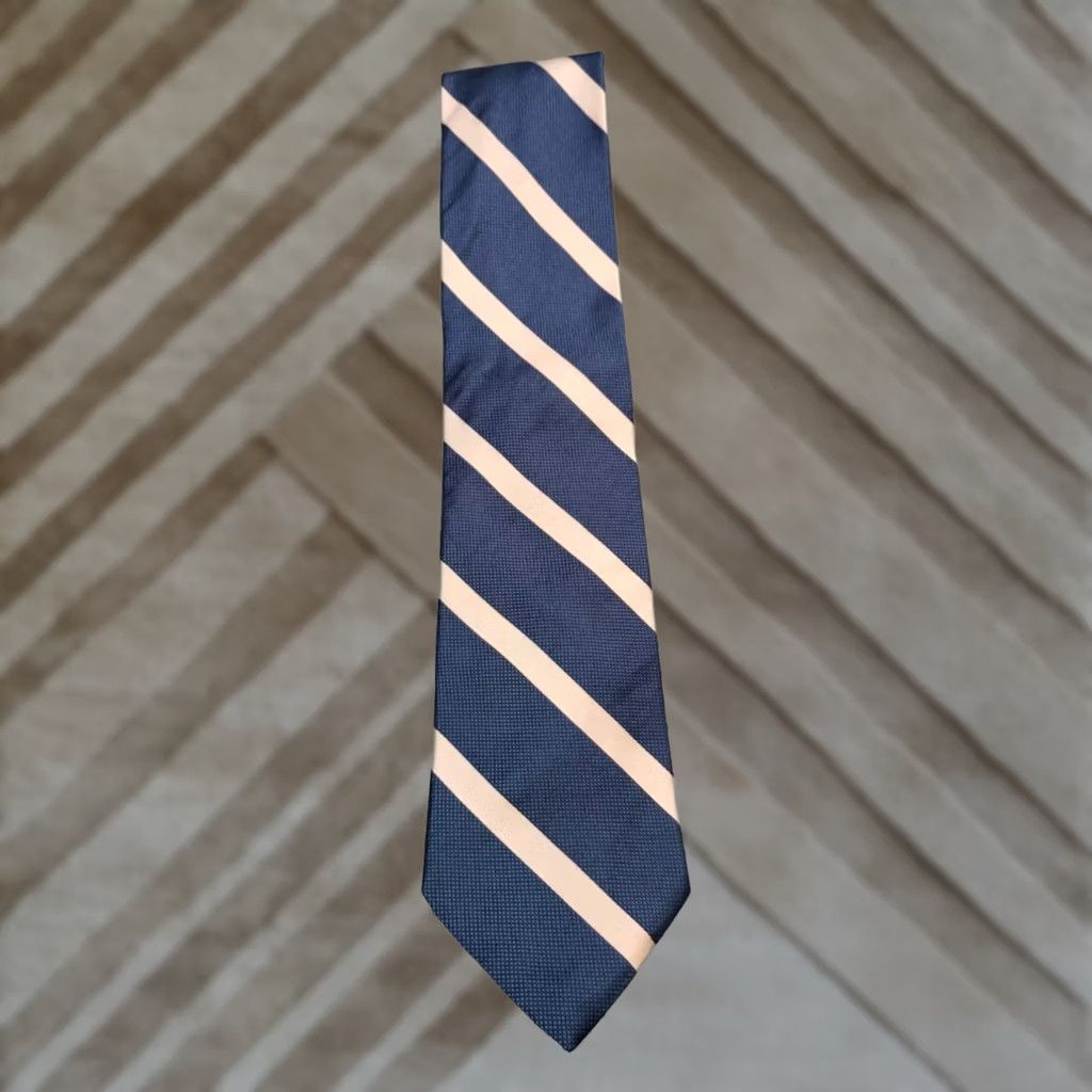 Tommy Hilfiger Tommy Hilfiger Mens Tie Neck Tie Blue White Stripe Regimental Silk Made In USA Size ONE SIZE - 1 Thumbnail