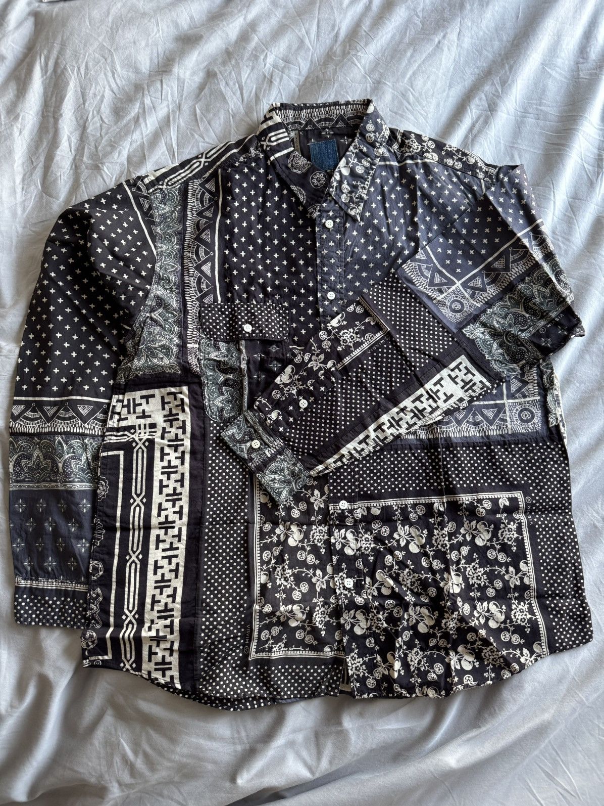 Visvim [New] ICT Visvim Black Bandana mud-dyed L/S shirt Size US XXL / EU 58 / 5 - 2 Thumbnail