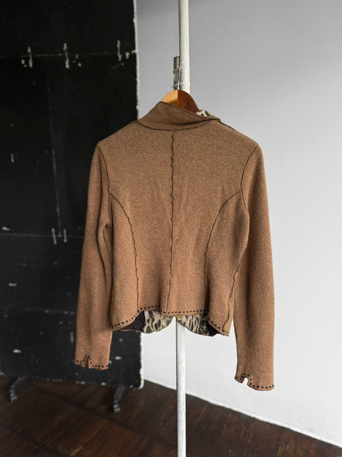 Designer × Vintage Marc Cain Womens Brown Blazer Knit Wool Cardigan Jacket Size M / US 6-8 / IT 42-44 - 2 Thumbnail