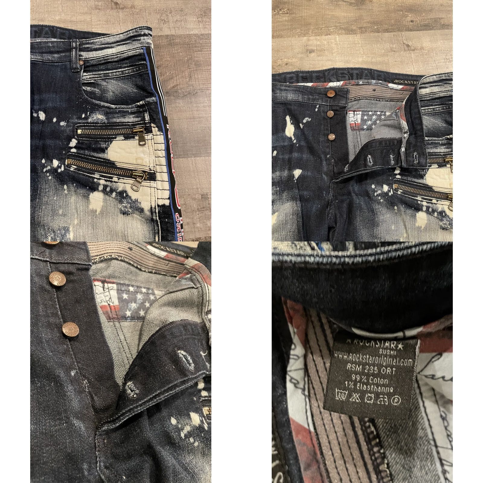 Vintage VINTAGE Rockstar Jeans Men 90s Hip Hop Distressed Cotton Denim Straight Zipper Button 42x36 Blue Regular 90s Theme Size US 42 / EU 58 - 8 Thumbnail