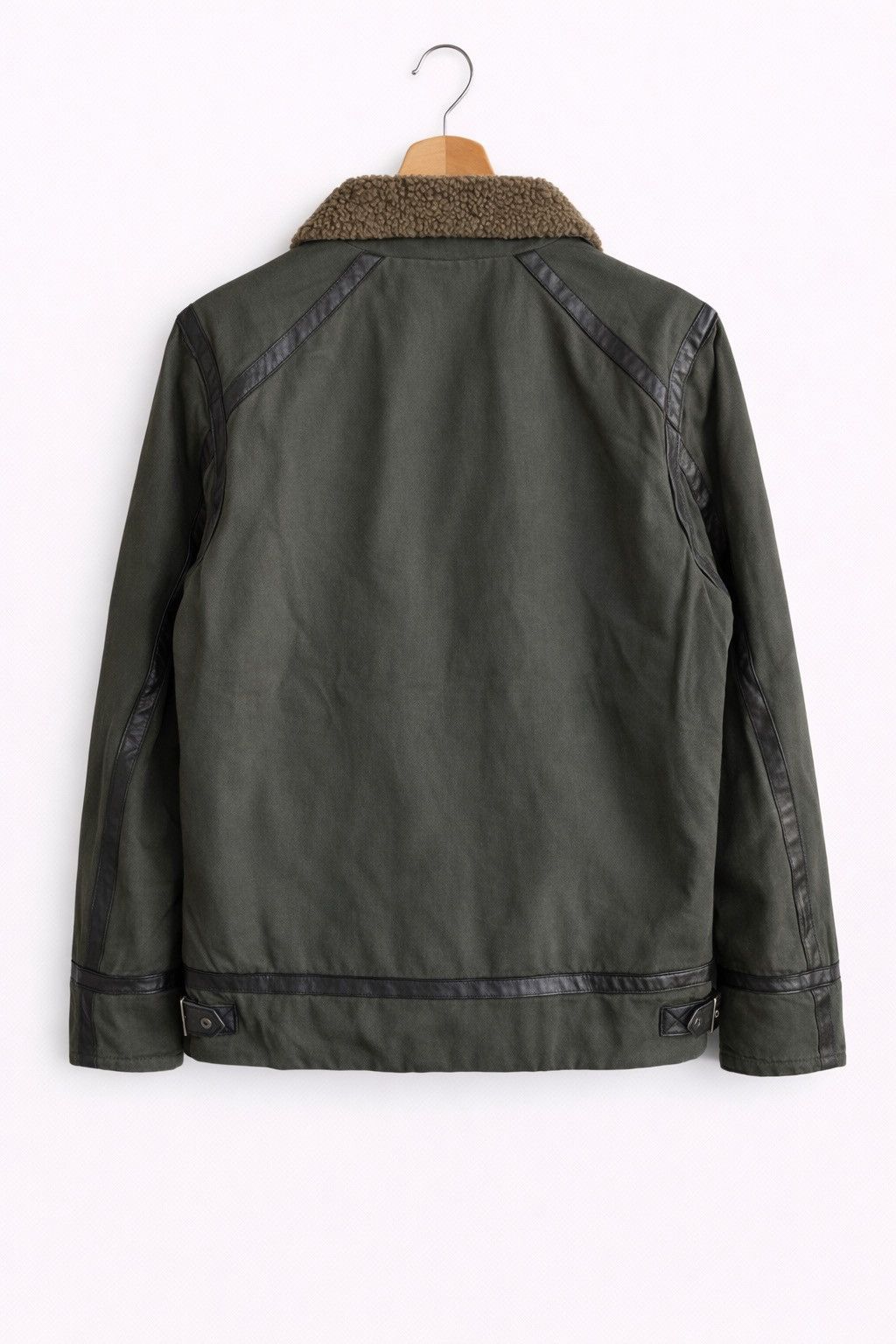 Japanese Brand Rattle Trap Sherpa Lined Olive Green Jacket Biker Winter Size US M / EU 48-50 / 2 - 2 Thumbnail