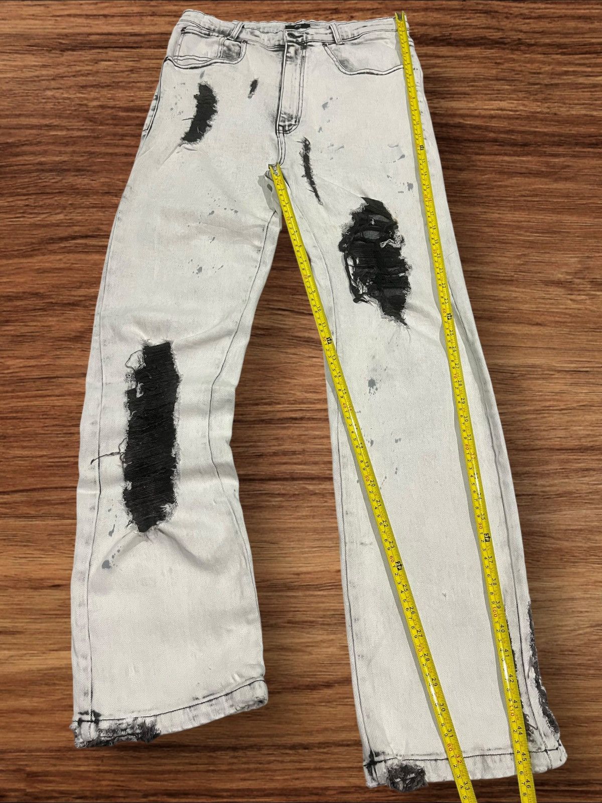 Other Japanese Brand New Flow Distressed Painted Flare Jeans Size US 30 / EU 46 - 9 Thumbnail