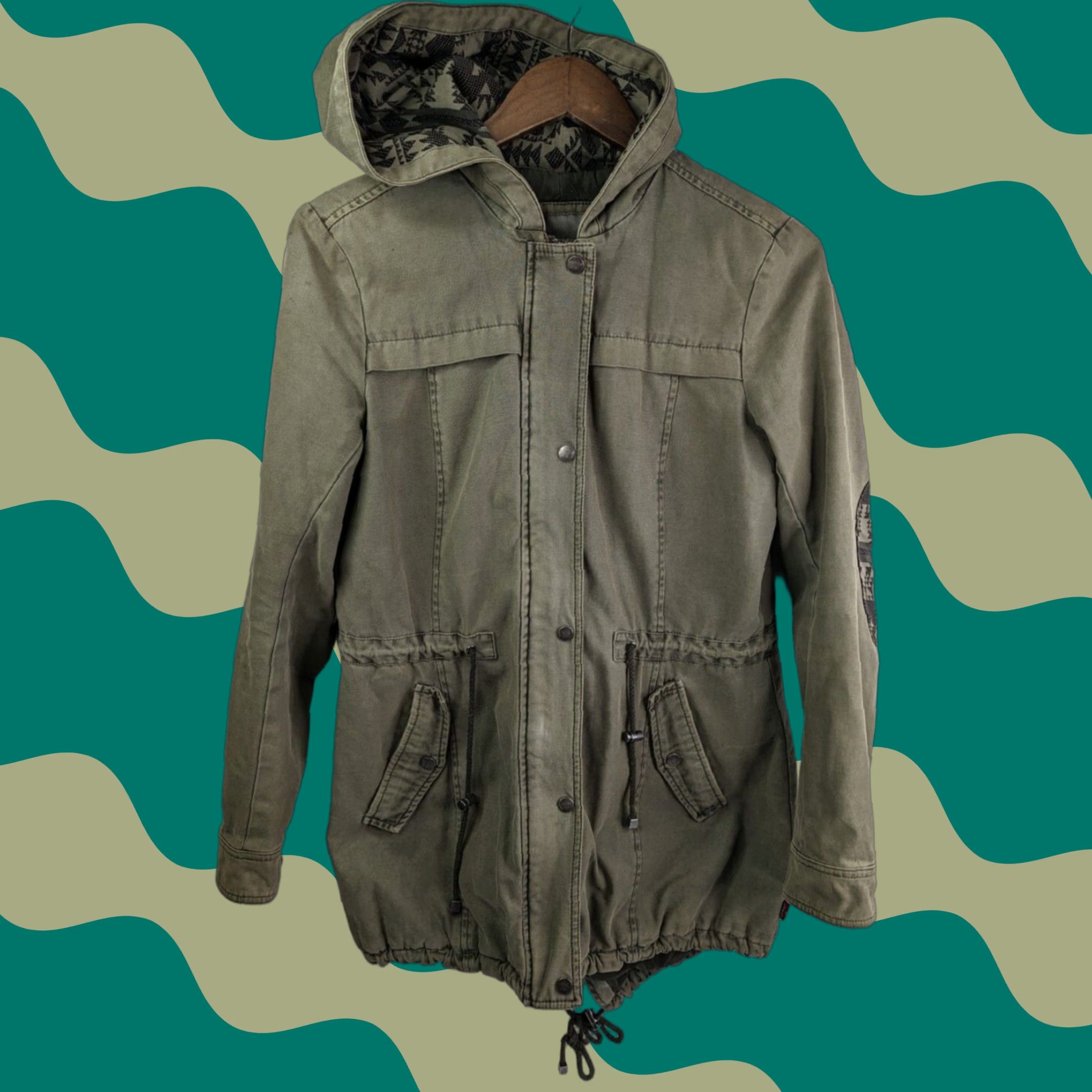 Levi's Levi's Military Quilt Lined Aztec Elbow &Trim Green Hooded Coat Jacket ECH (XXS) Women Cotton Denim Jacket11 Size XXS / US 00 / IT 34 - 1 Thumbnail