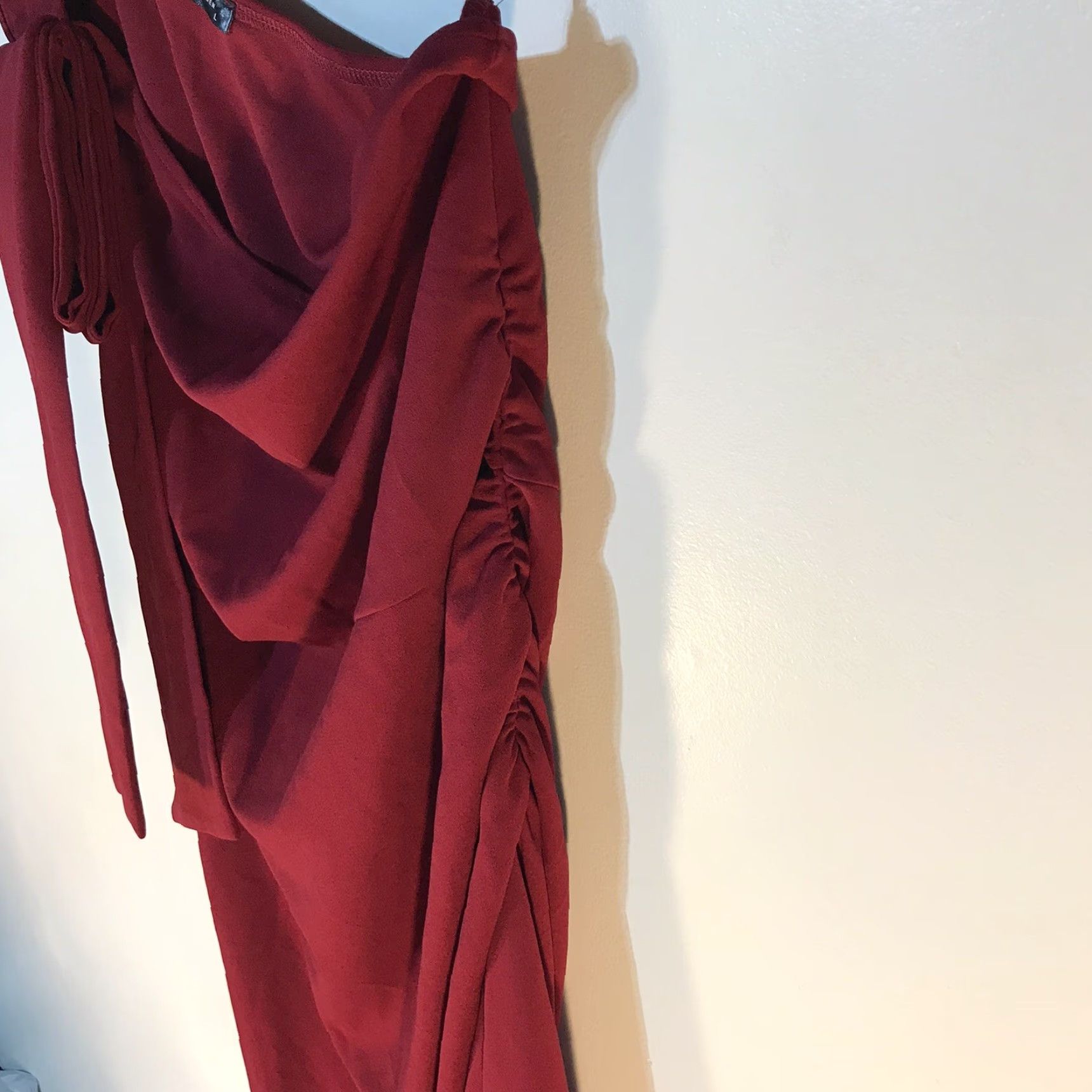 Vintage PRETTY GARDEN Red One-Shoulder Maxi Dress Womens Size L Formal Size L / US 10 / IT 46 - 4 Thumbnail