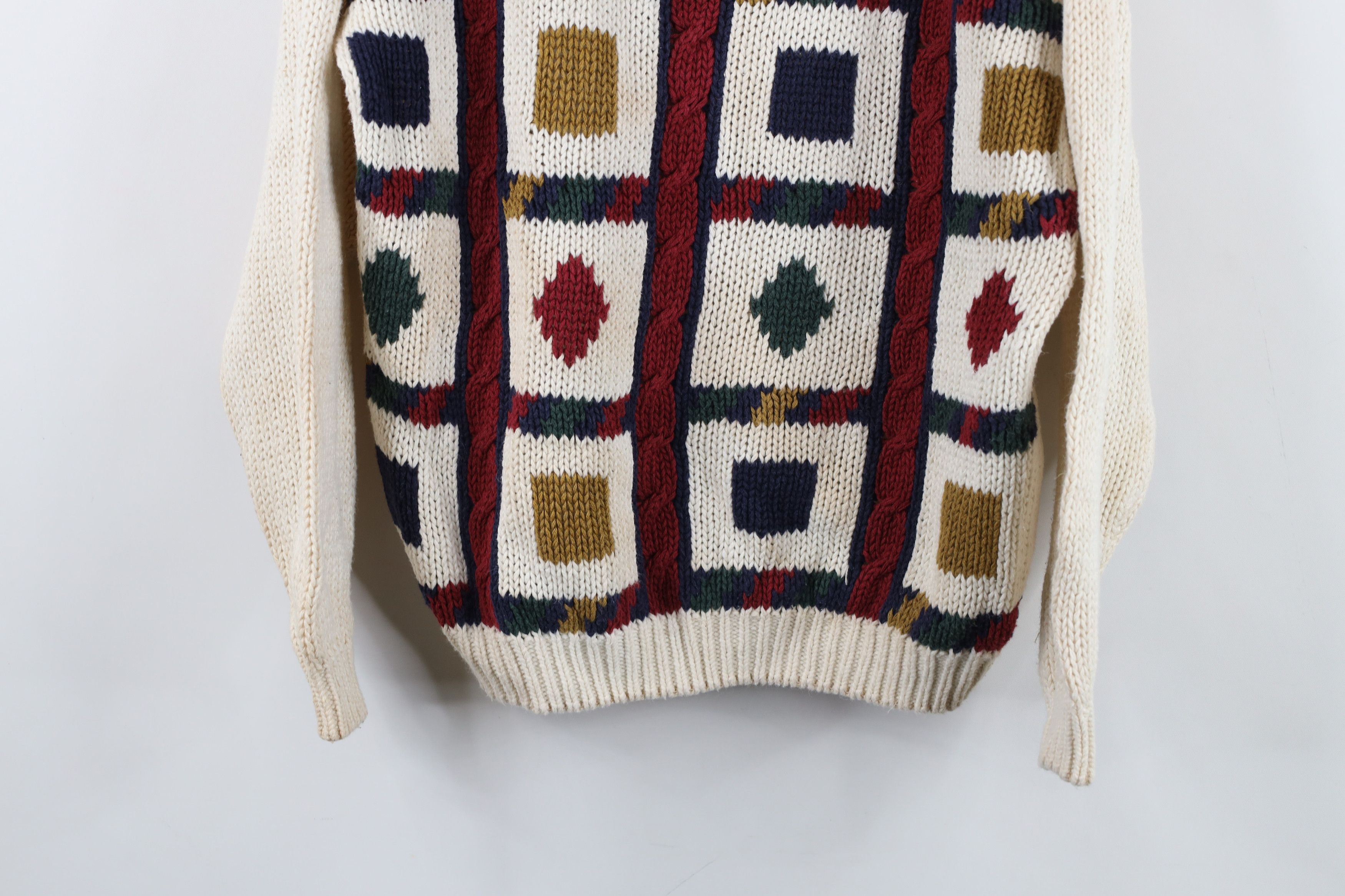 Vintage Vintage 90s Coogi Style Rainbow Checkered Cable Knit Sweater Size M / US 6-8 / IT 42-44 - 3 Thumbnail