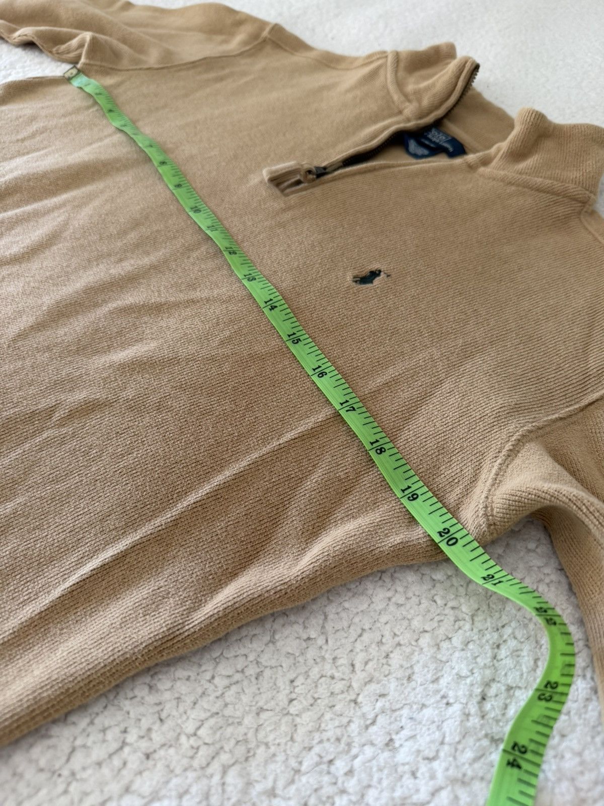 Polo Ralph Lauren POLO RALPH LAUREN Estate Rib TEEN Beige 1/4Zip Pullover Sz L Size US XXS / EU 40 - 8 Thumbnail