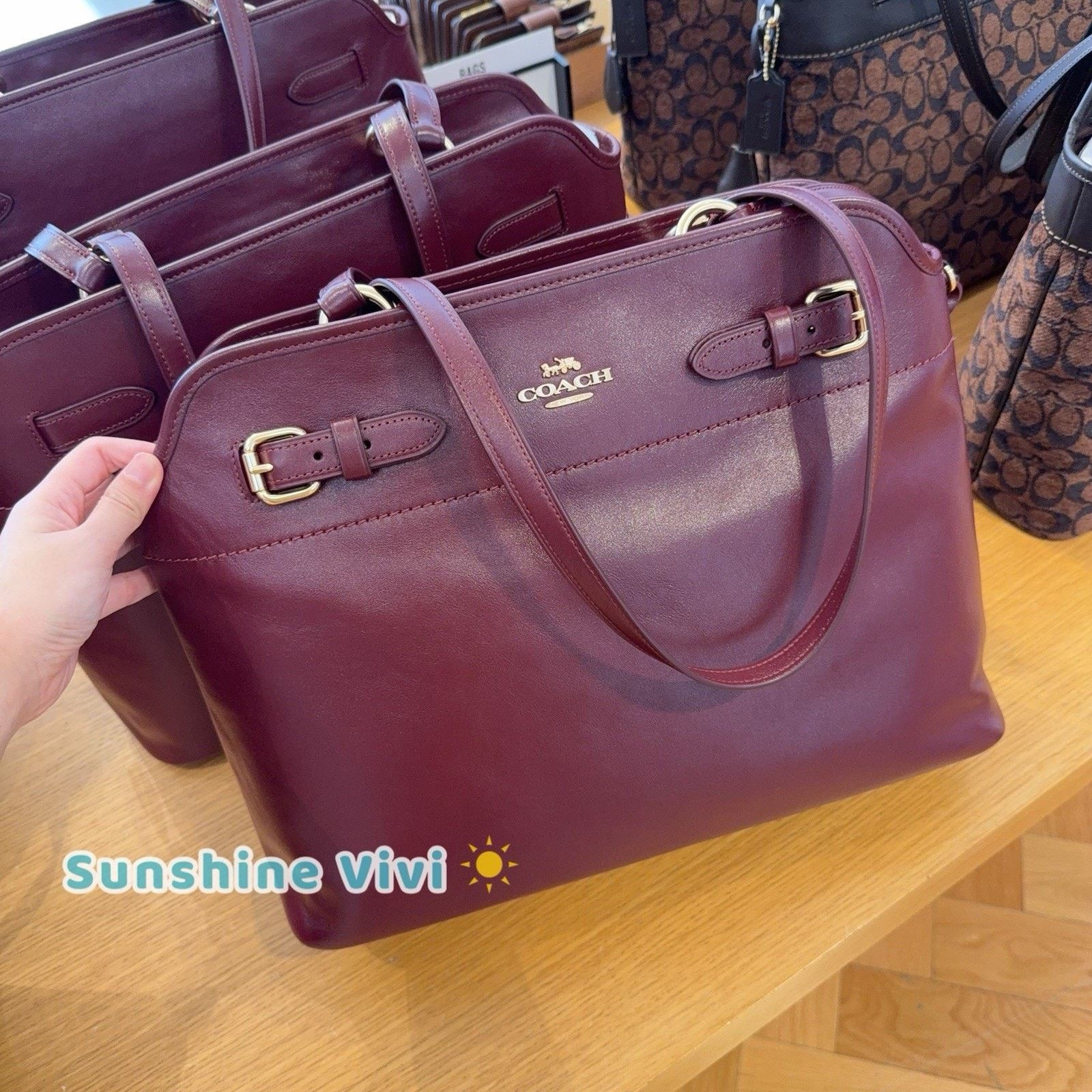 Coach NWT Coach Easton Tote Bag CCZ07 Shiny leather Dark Wine Size ONE SIZE - 1 Thumbnail