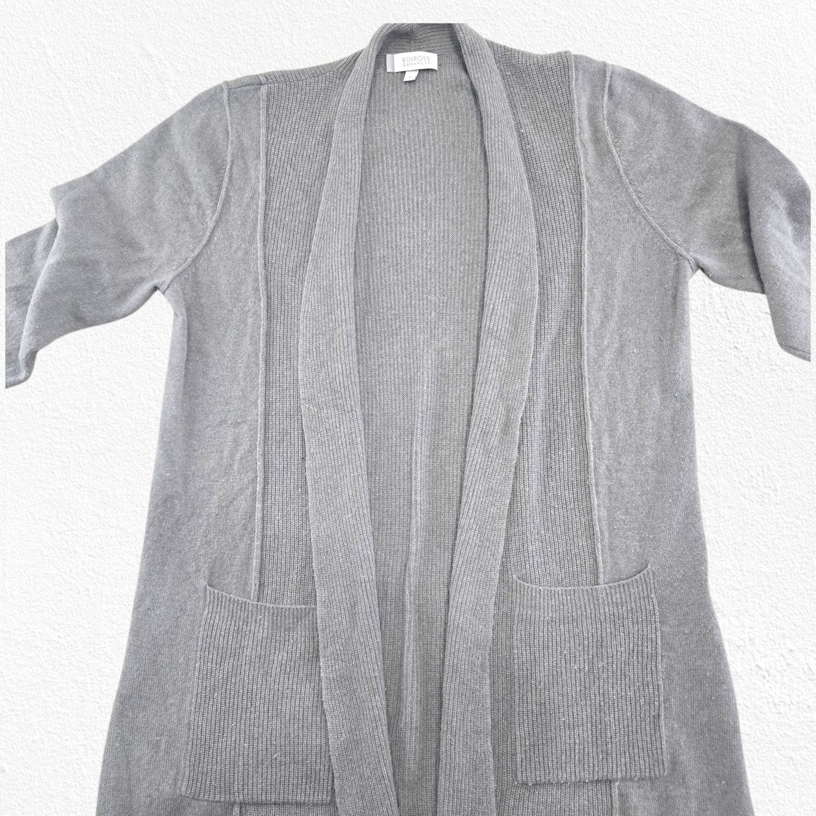 KINROSS Kinross 100% Cashmere Gray Open Front Cardigan Size Large Size L / US 10 / IT 46 - 5 Thumbnail