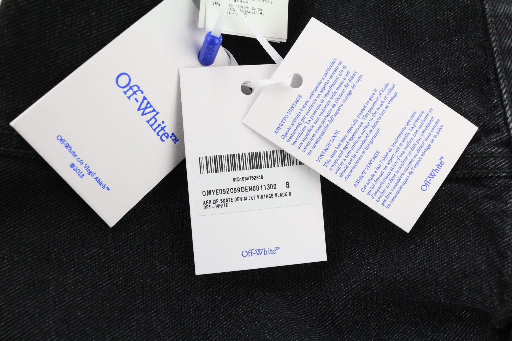 Off-White FOR EVER S Washed Black Zip Denim Long Sleeve 80305 Size US S / EU 44-46 / 1 - 6 Thumbnail
