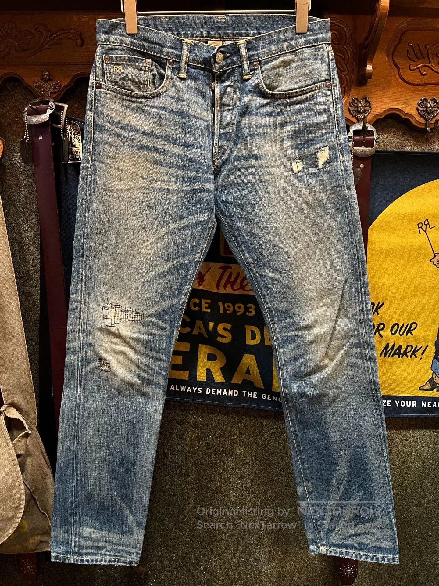 RRL Ralph Lauren distressed vintage wash jeans by rrl. Size US 30 / EU 46 - 1 Thumbnail