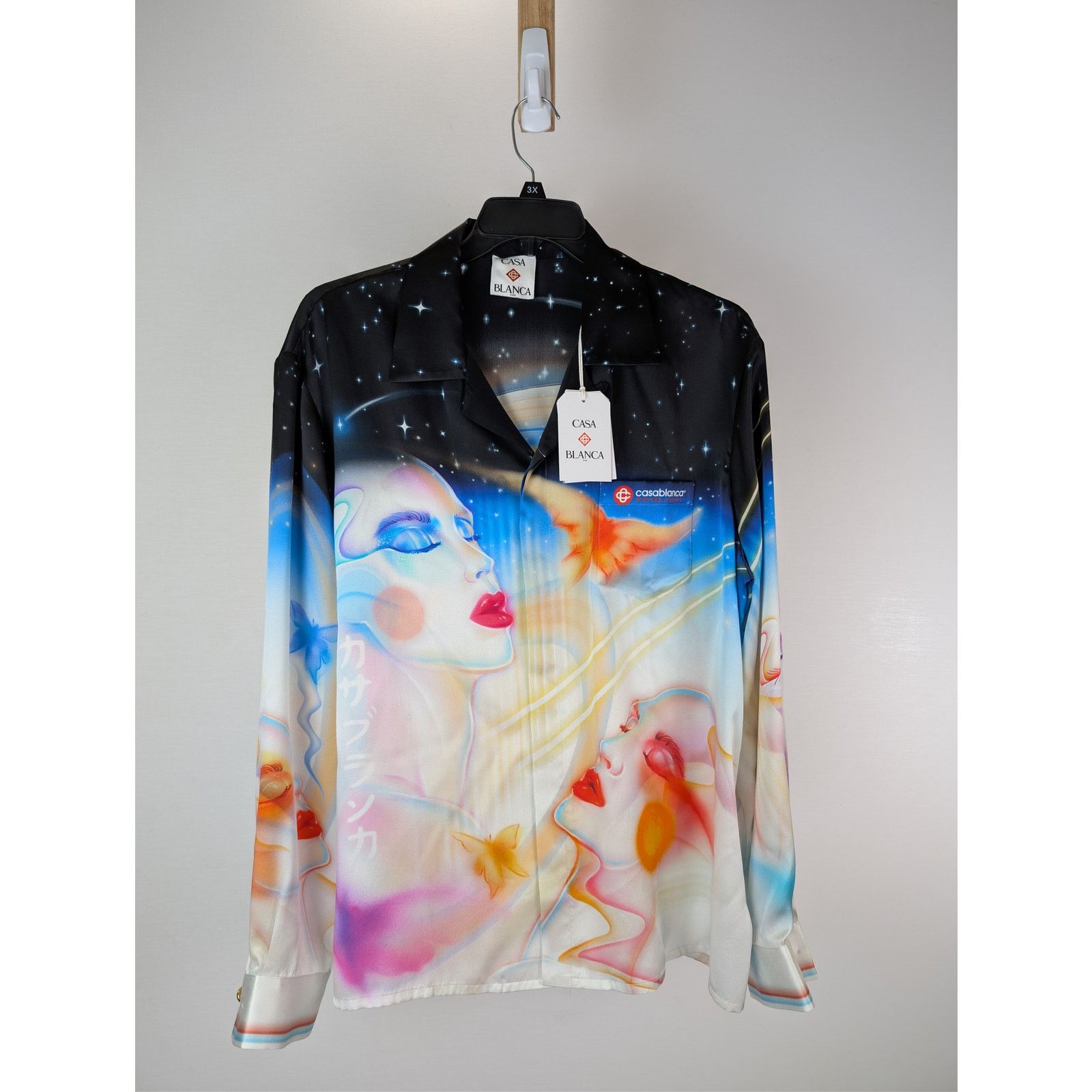 Casablanca o1rshd1 Silk Satin Cuban Collar Long Sleeve Shirt Multicolor Size US XL / EU 56 / 4 - 8 Thumbnail