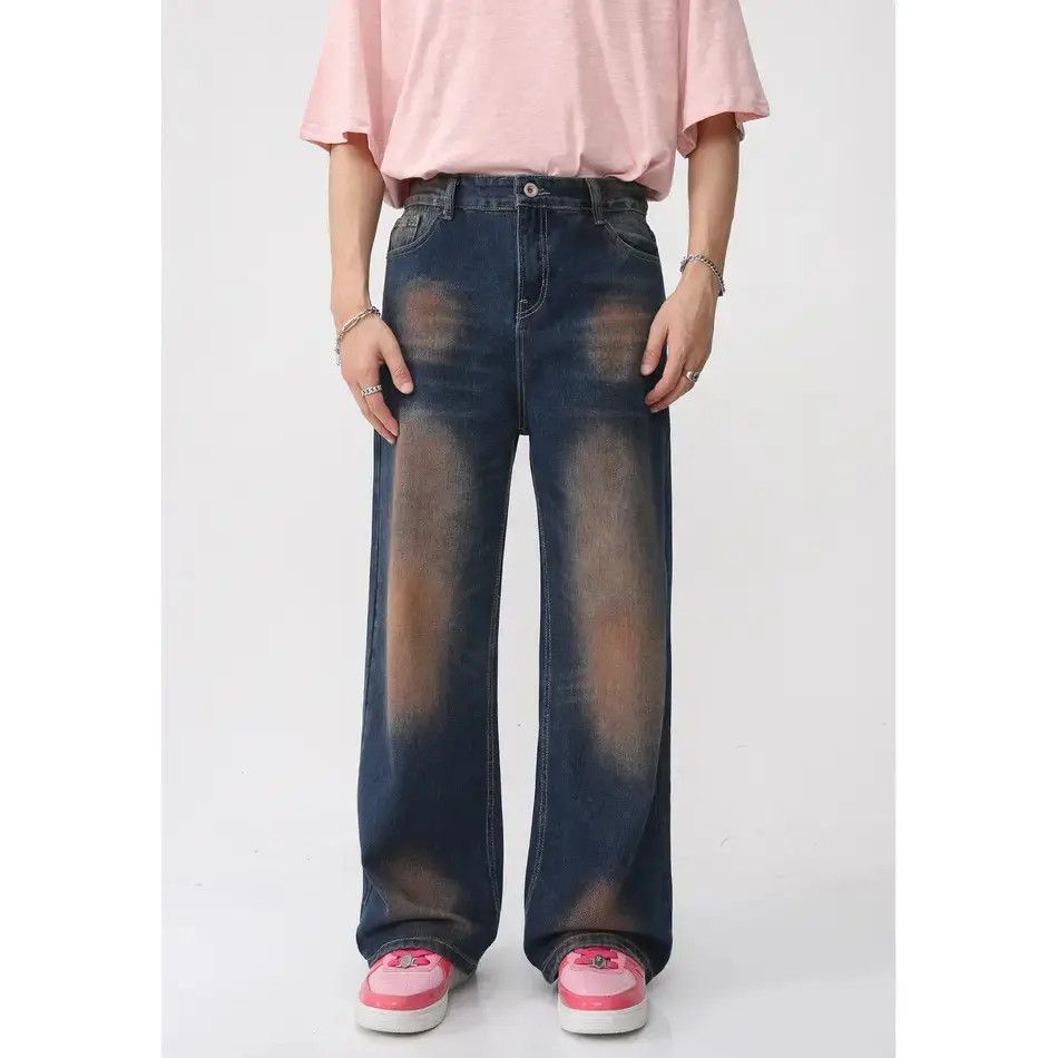 Japanese Brand Retro loose straight leg wide leg tie dye jeans Size US 32 / EU 48 - 6 Thumbnail