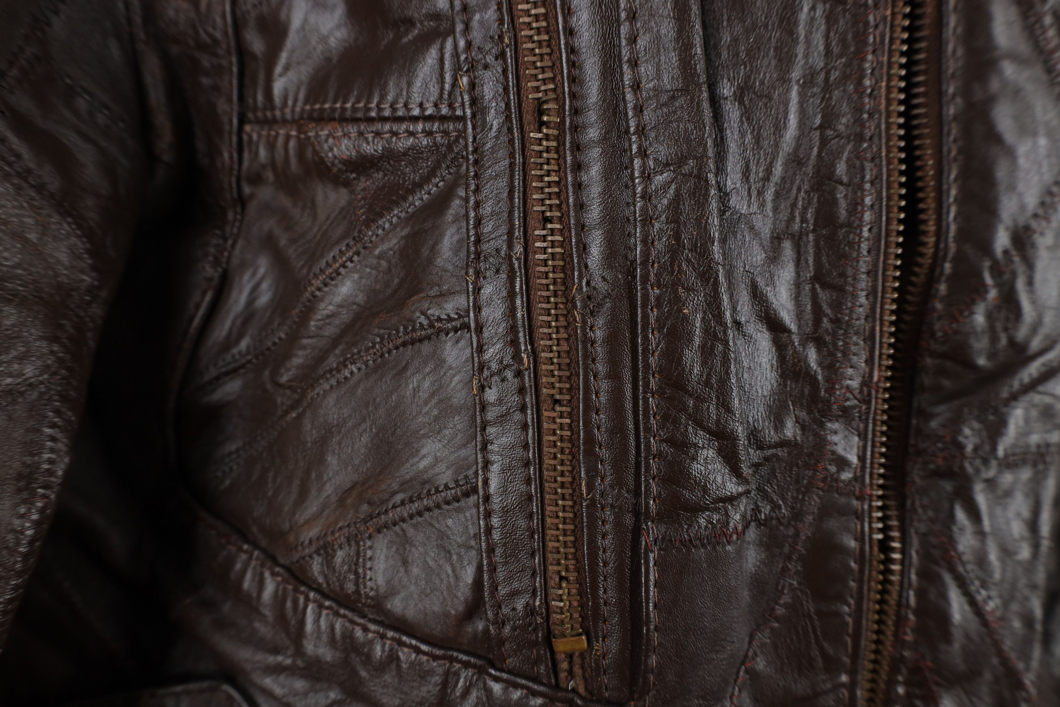 Vintage Vintage 60s 70s Streetwear Side Buckle Leather Jacket Brown Size US L / EU 52-54 / 3 - 4 Thumbnail