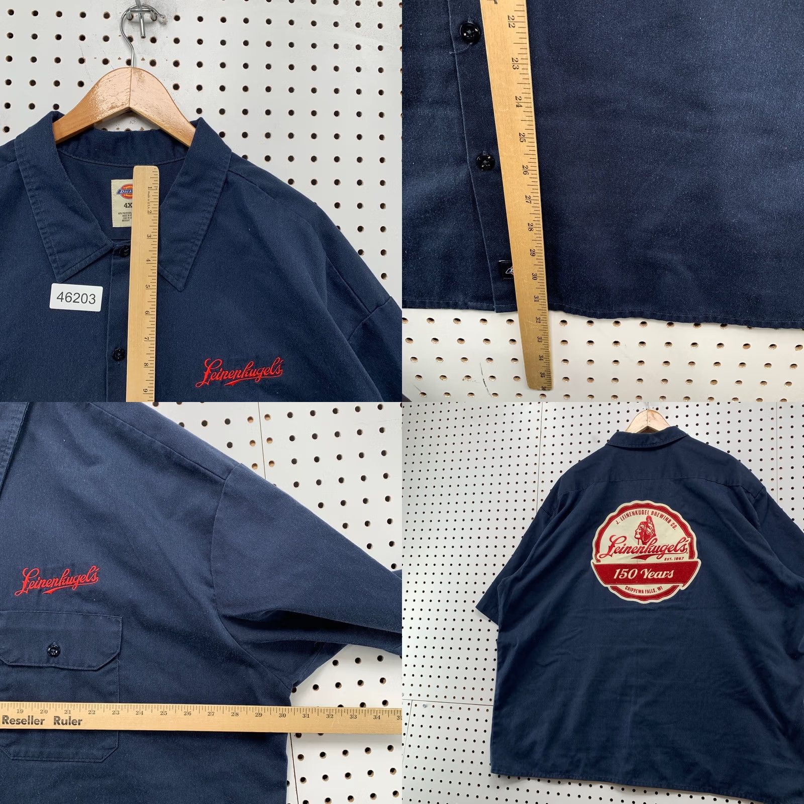 Dickies Leinenkugel'S Dickies Work Button Shirt Mens 4XL Navy Blue Embroidered Beer USA Size US XXL / EU 58 / 5 - 8 Thumbnail