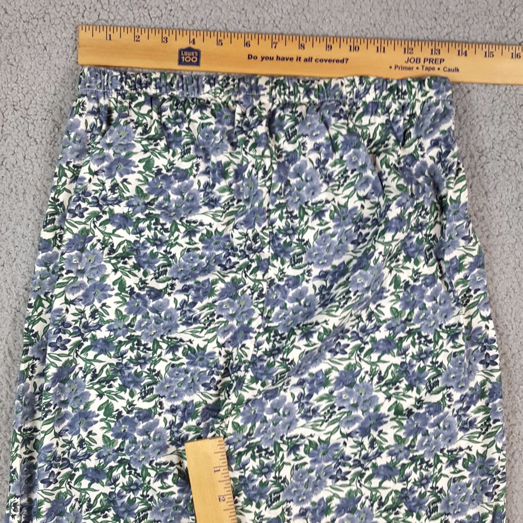 Vintage VINTAGE Over the Rainbow 90s Blue Flower Print Stretch Waist Small Floral Leggings Yoga Pants Womens Size 28" / US 6 / IT 42 - 3 Thumbnail