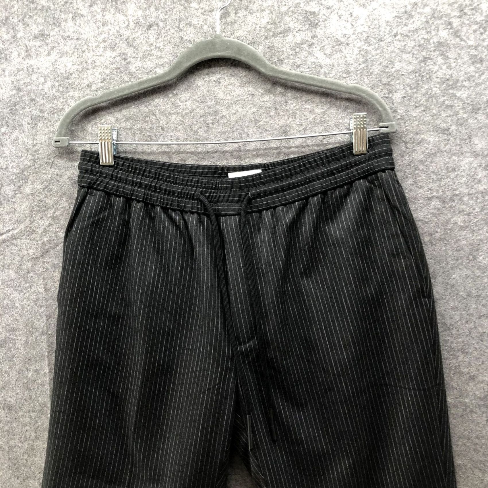 Topman Topman Pull On Ankle Pants Mens 32 Gray Pinstriped Drawstring Tapered Size US 32 / EU 48 - 3 Thumbnail