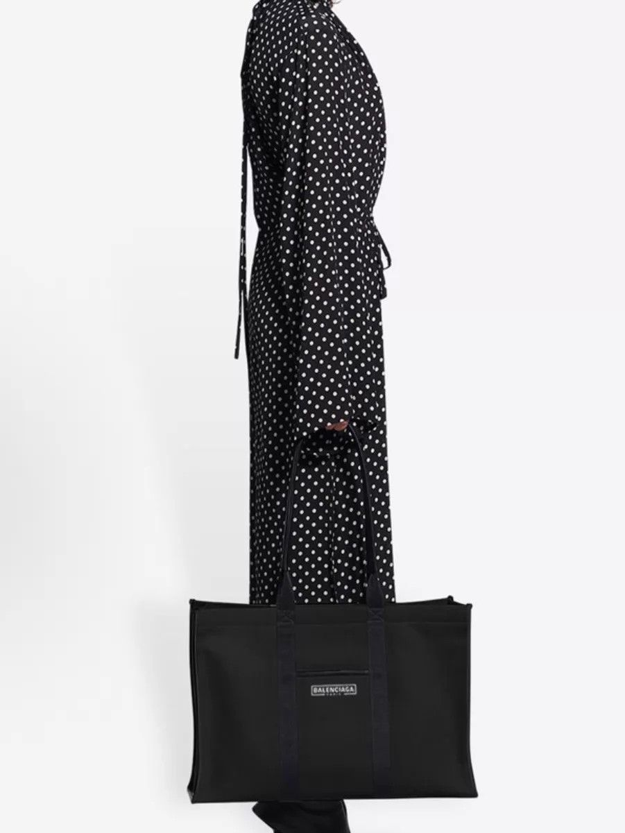 Balenciaga Balenciaga XL Canvas & Leather Logo Tote Black Size ONE SIZE - 8 Thumbnail