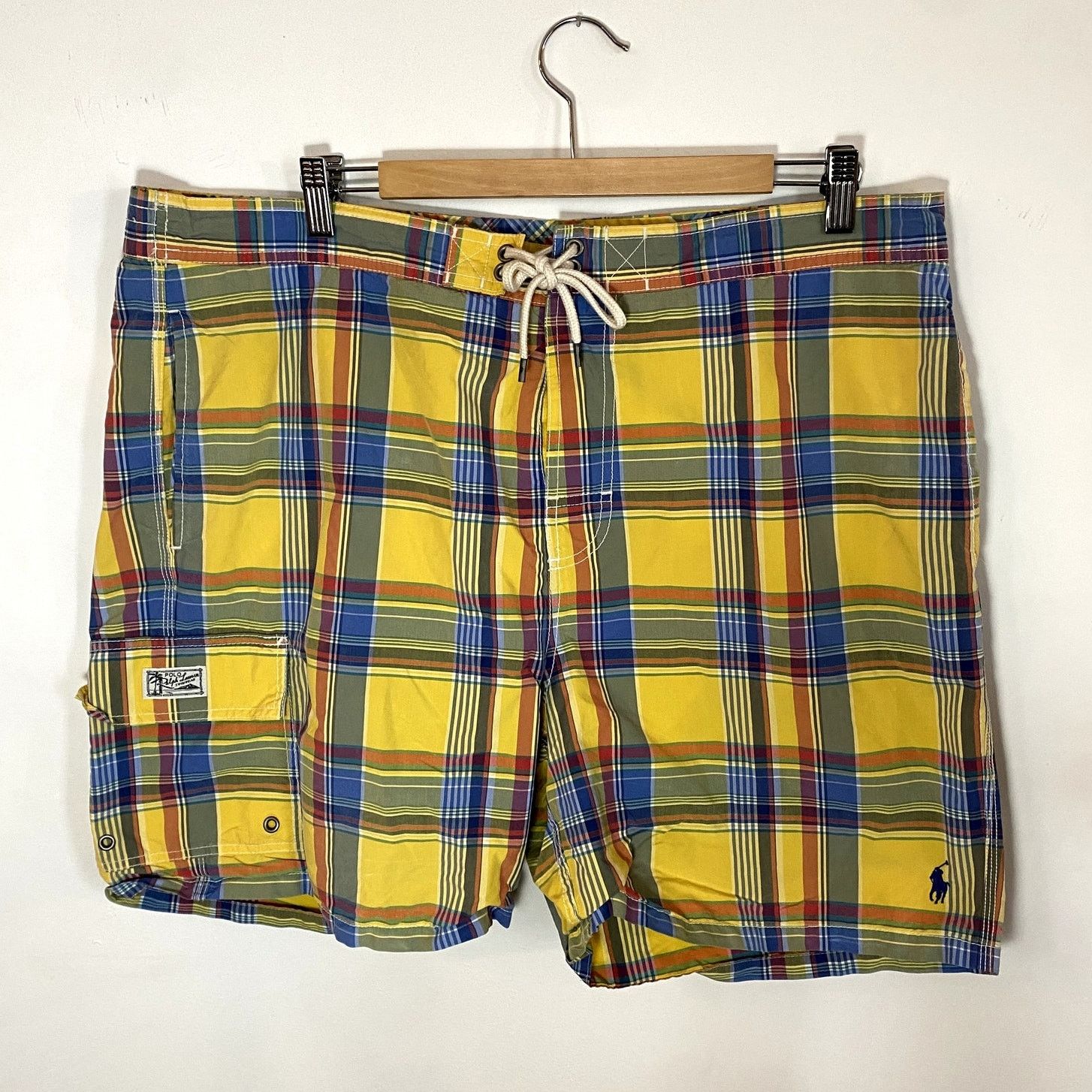 Polo Ralph Lauren × Vintage Vintage Polo Ralph Lauren Plaid Yellow Swim Trunks Size US 40 / EU 56 - 1 Thumbnail