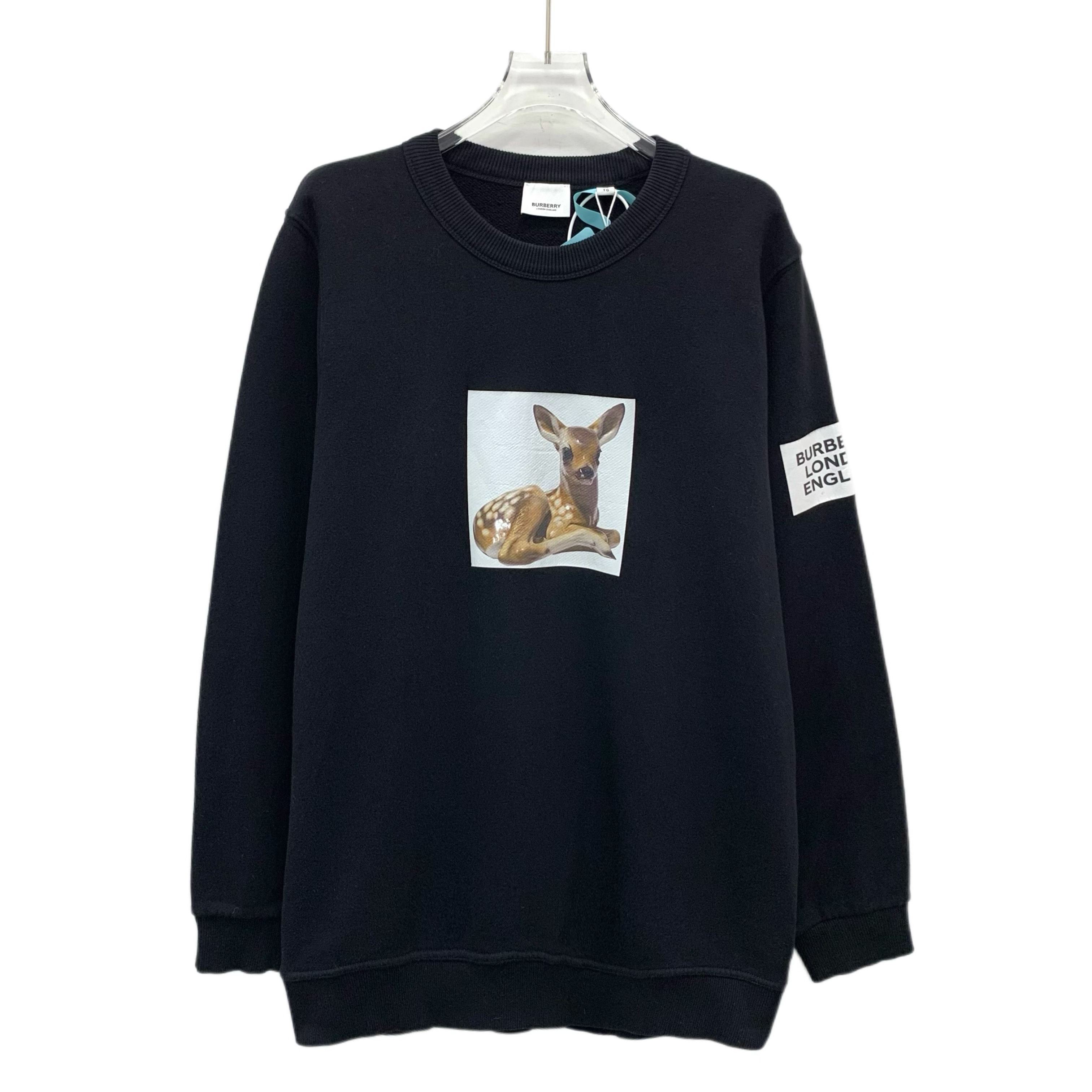 Burberry Burberry Deer Logo Print Sweatshirt Black (XL) Size US XL / EU 56 / 4 - 1 Thumbnail