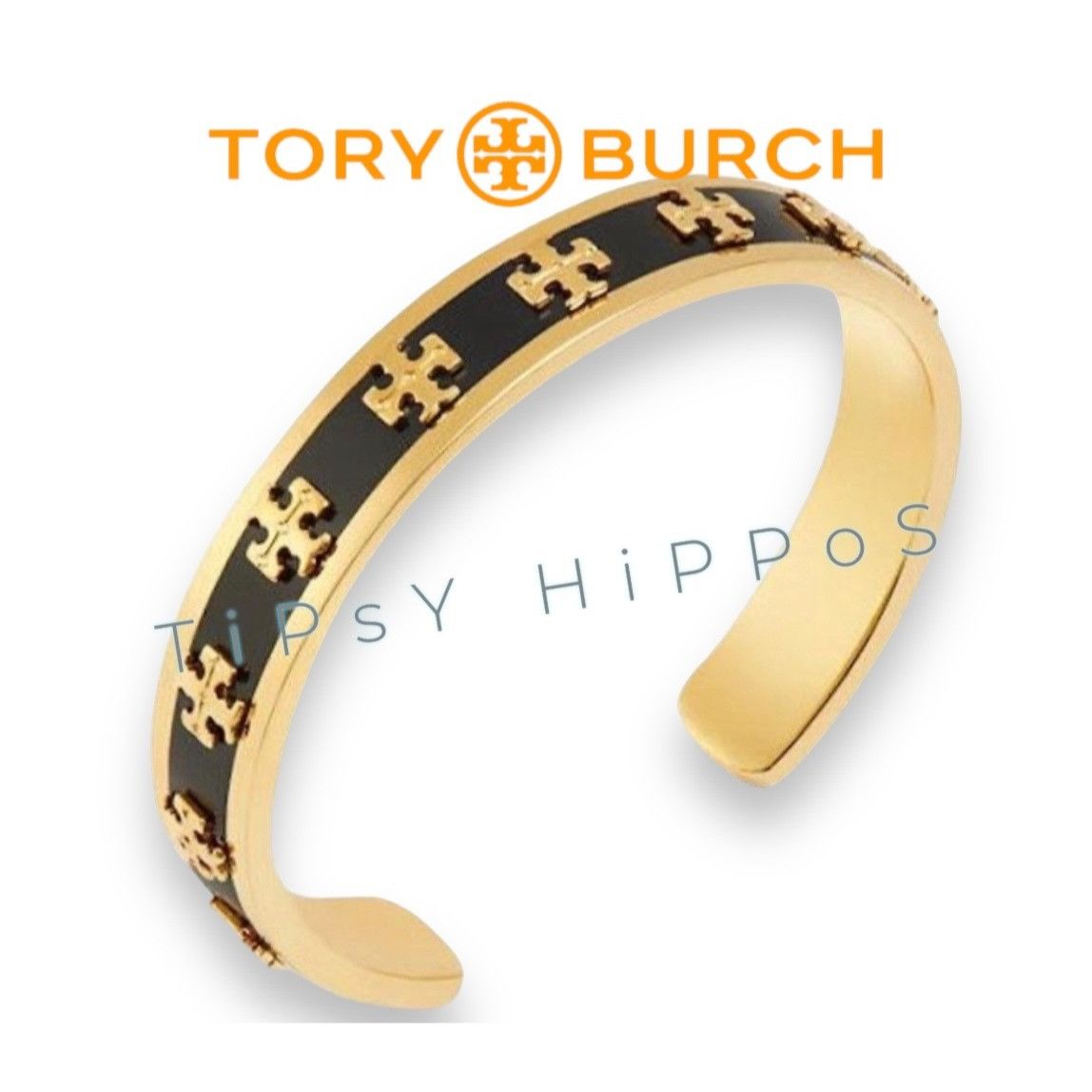 Tory Burch Stunning Tory Burch Gold & Black Bangle Bracelet Size ONE SIZE - 1 Thumbnail
