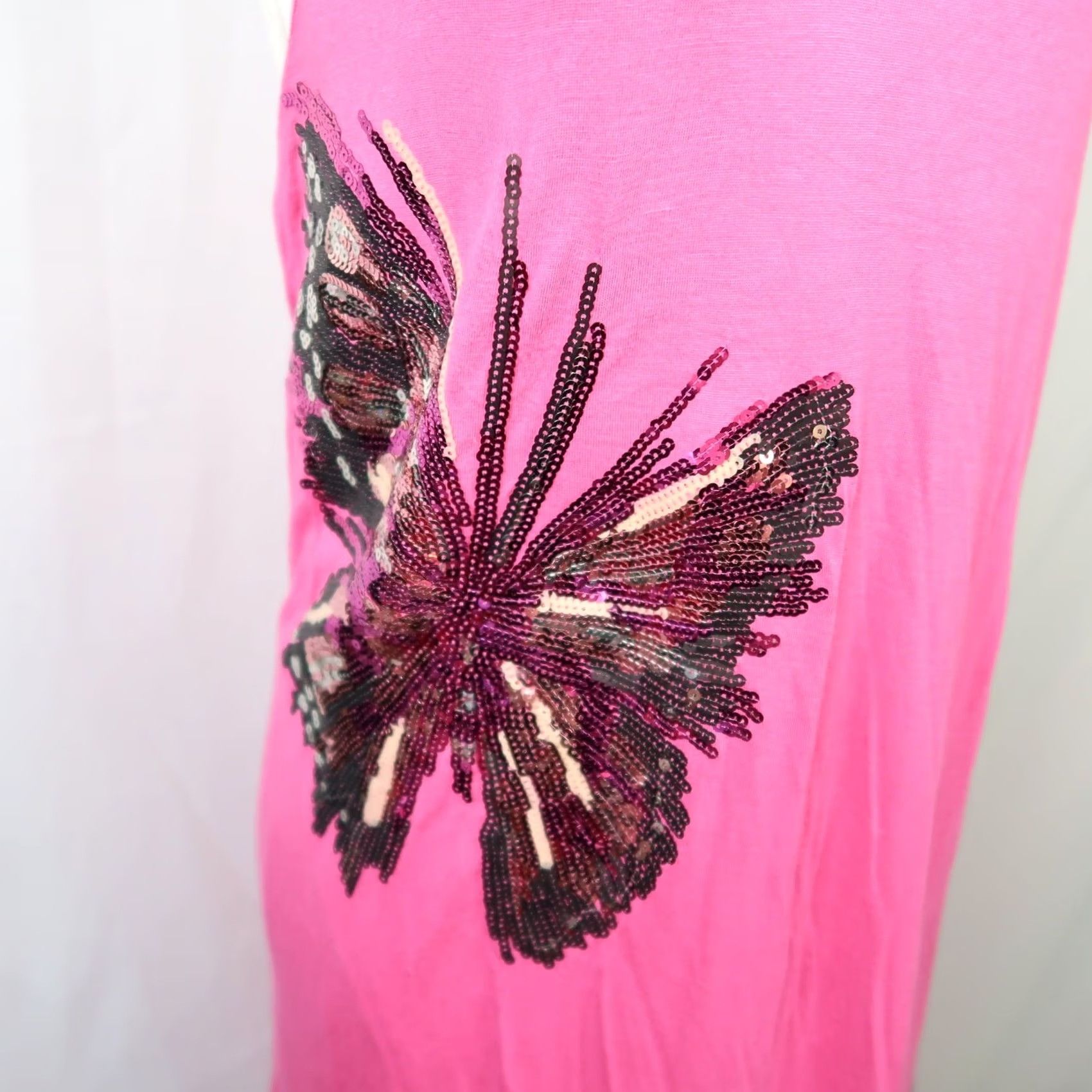 Vintage VINTAGE INC Pink Sequin Butterfly Embellished Midi Dress XL Women's Sleeveless 90s Bohemian Spring Summer Size XL / US 12-14 / IT 48-50 - 3 Thumbnail