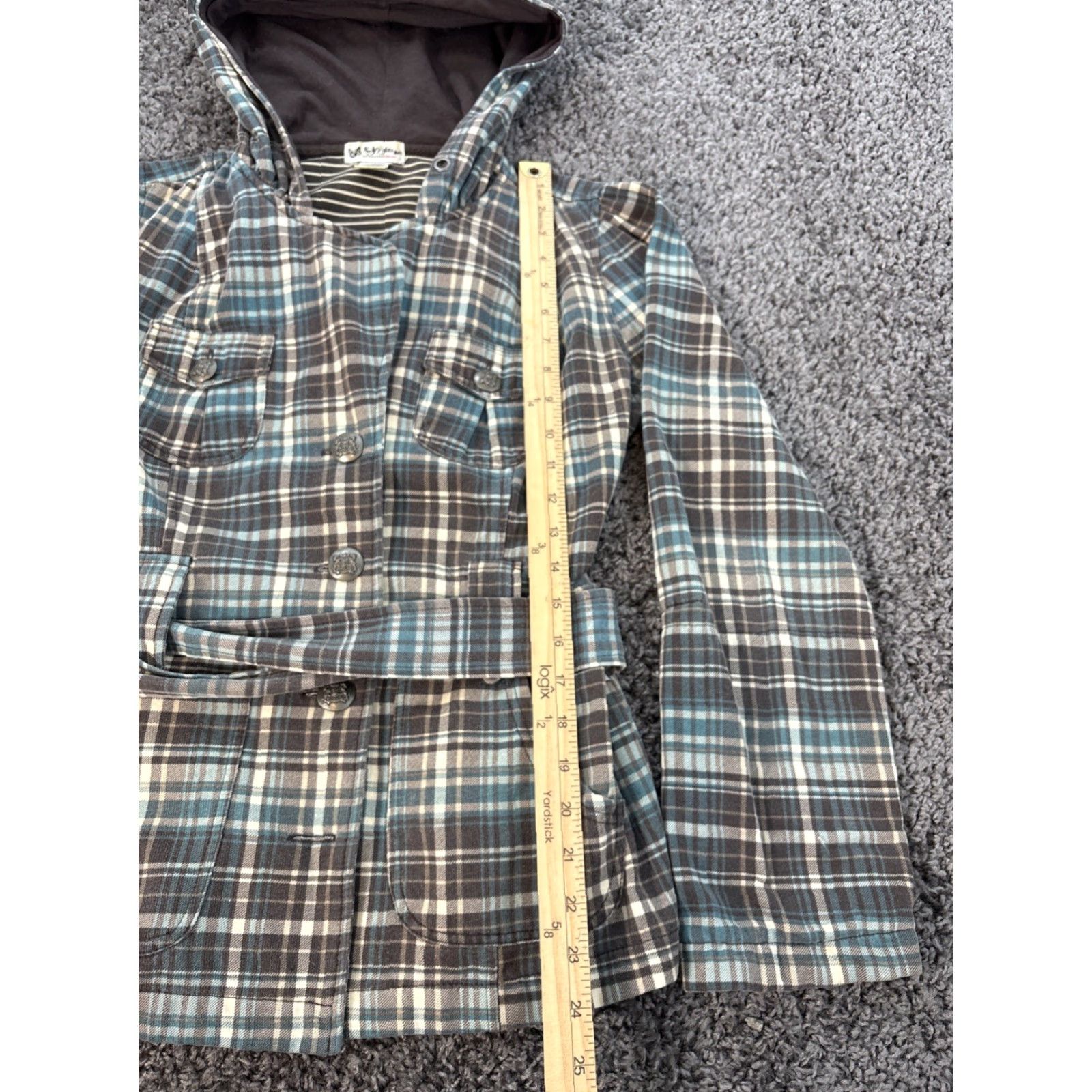 Vintage VINTAGE Self Esteem Hoodie Womens Large Plaid Belted Tie Button Boho Y2K Brown Girls? Mens? Size L / US 10 / IT 46 - 2 Thumbnail