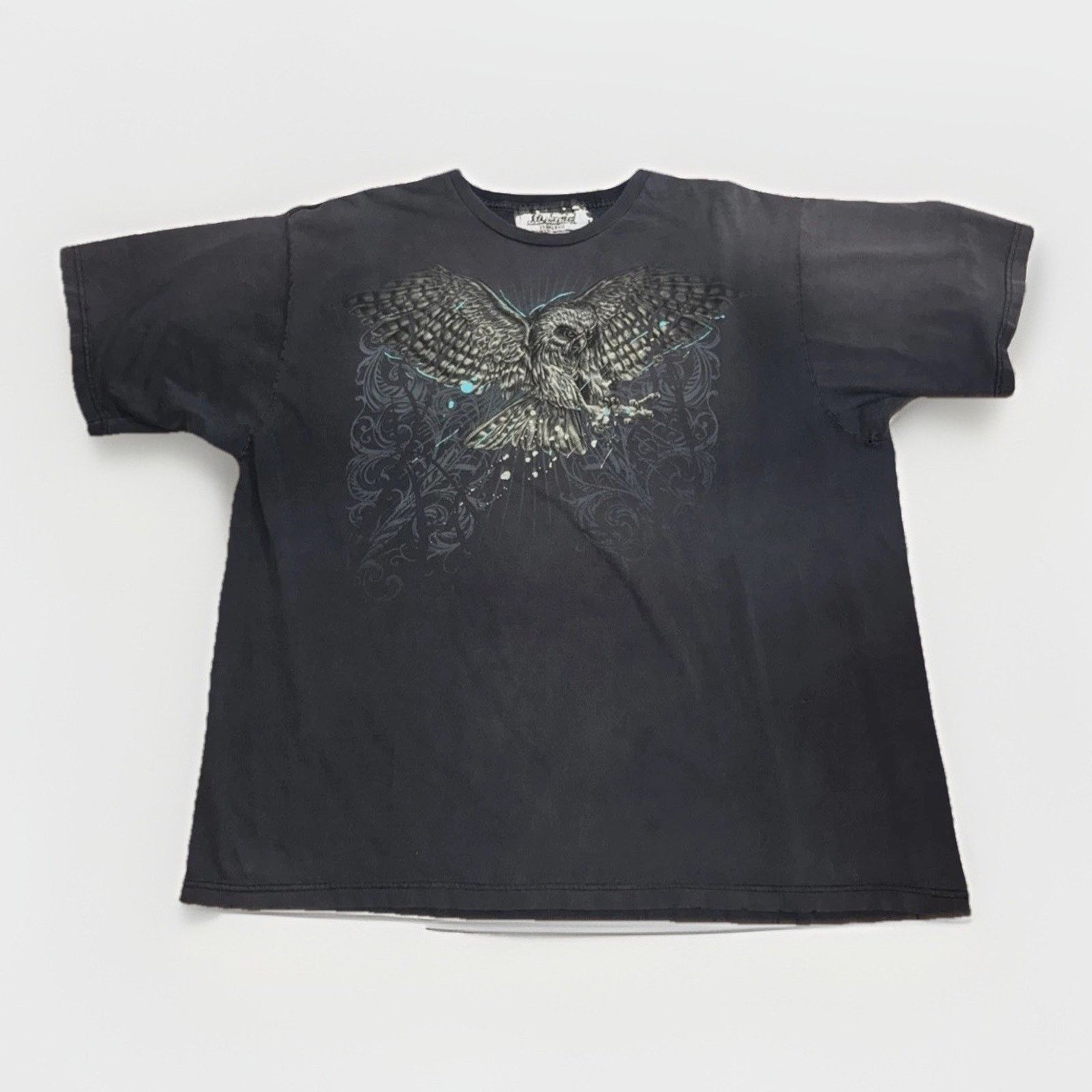 Band Tees × The Mountain × Vintage Vintage Y2K Owl Graphic T-Shirt XL Black Animal Print 26x29 Size US XL / EU 56 / 4 - 1 Thumbnail
