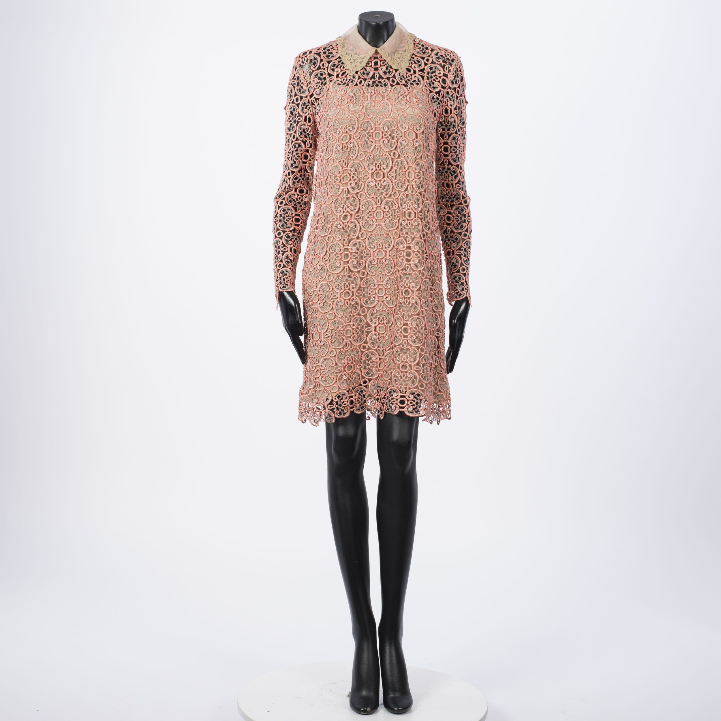 Macramé Lace Sheer Yoke Shift Dress
