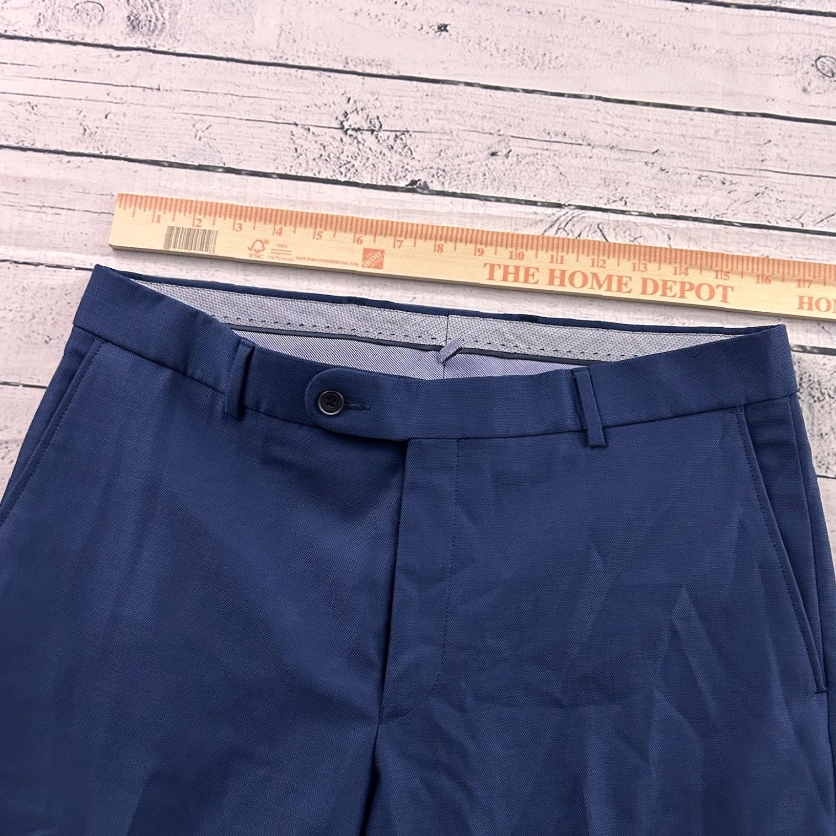 Vintage BALLIN Pants Dress Pants Men 33 x 30 Blue Wool Flat Front Straight Leg Front Pocket Button Vintage: No 110's Ballin Size US 33 - 2 Thumbnail