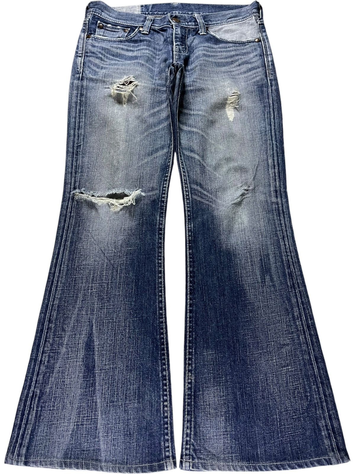 Levi's × Levi's Vintage Clothing Vintage 90s Levis Star Faded Wash Distressed Flare Jeans Size 32" / US 10 / IT 46 - 1 Thumbnail