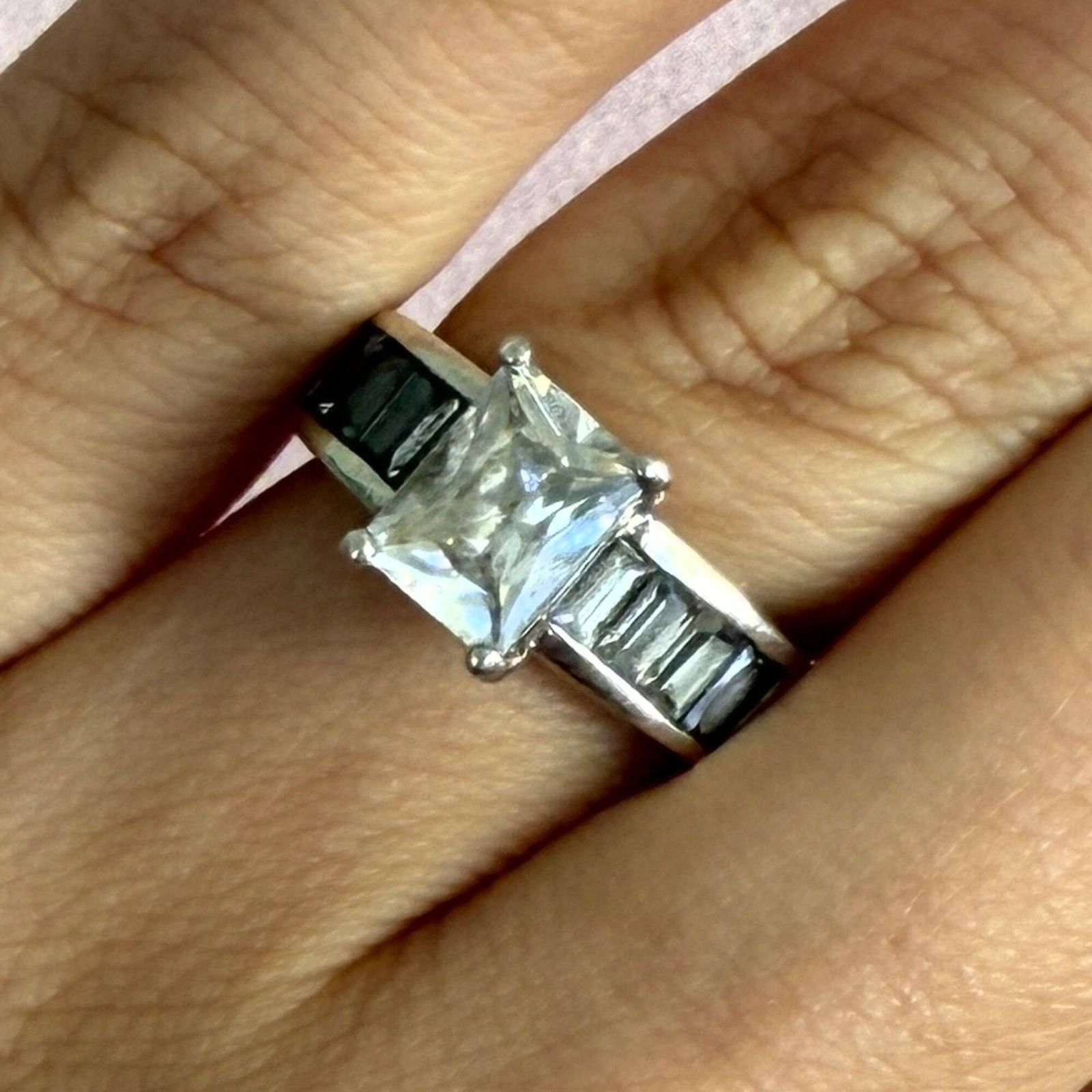 Sterling Silver sterling silver emerald-cut cz engagement ring size 6 Size ONE SIZE - 1 Thumbnail