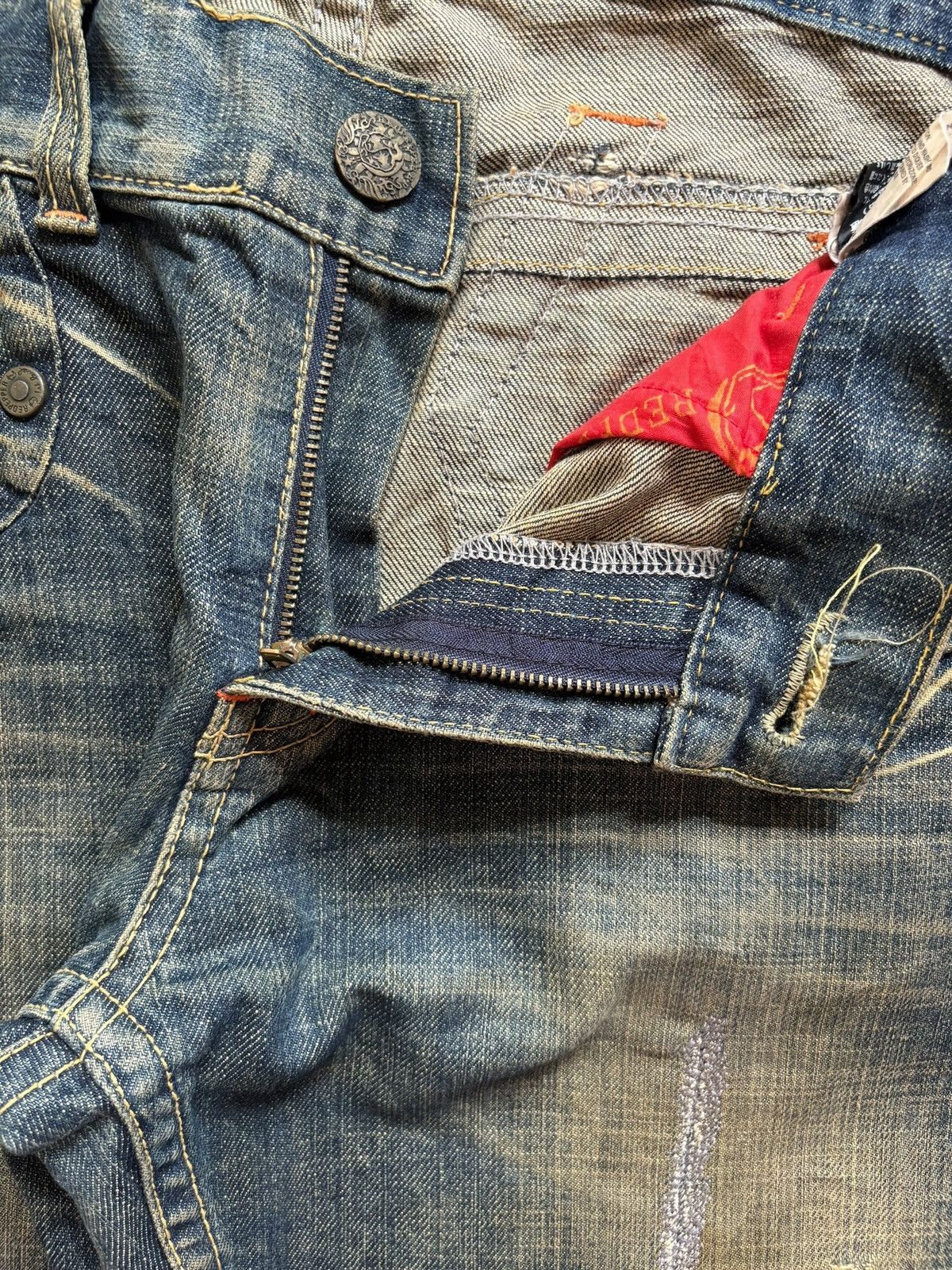 Hysteric Glamour Vintage Red Pepper Rusty Mud Wash Distress Baggy Jeans Size US 34 / EU 50 - 9 Thumbnail