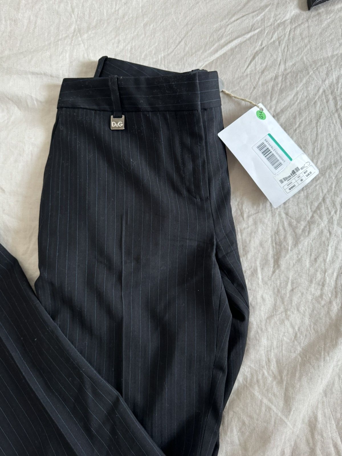 Dolce & Gabbana BNWT 42 D&G Dolce Gabbana black wool stripped elegant pants Size 28" / US 6 / IT 42 - 2 Thumbnail