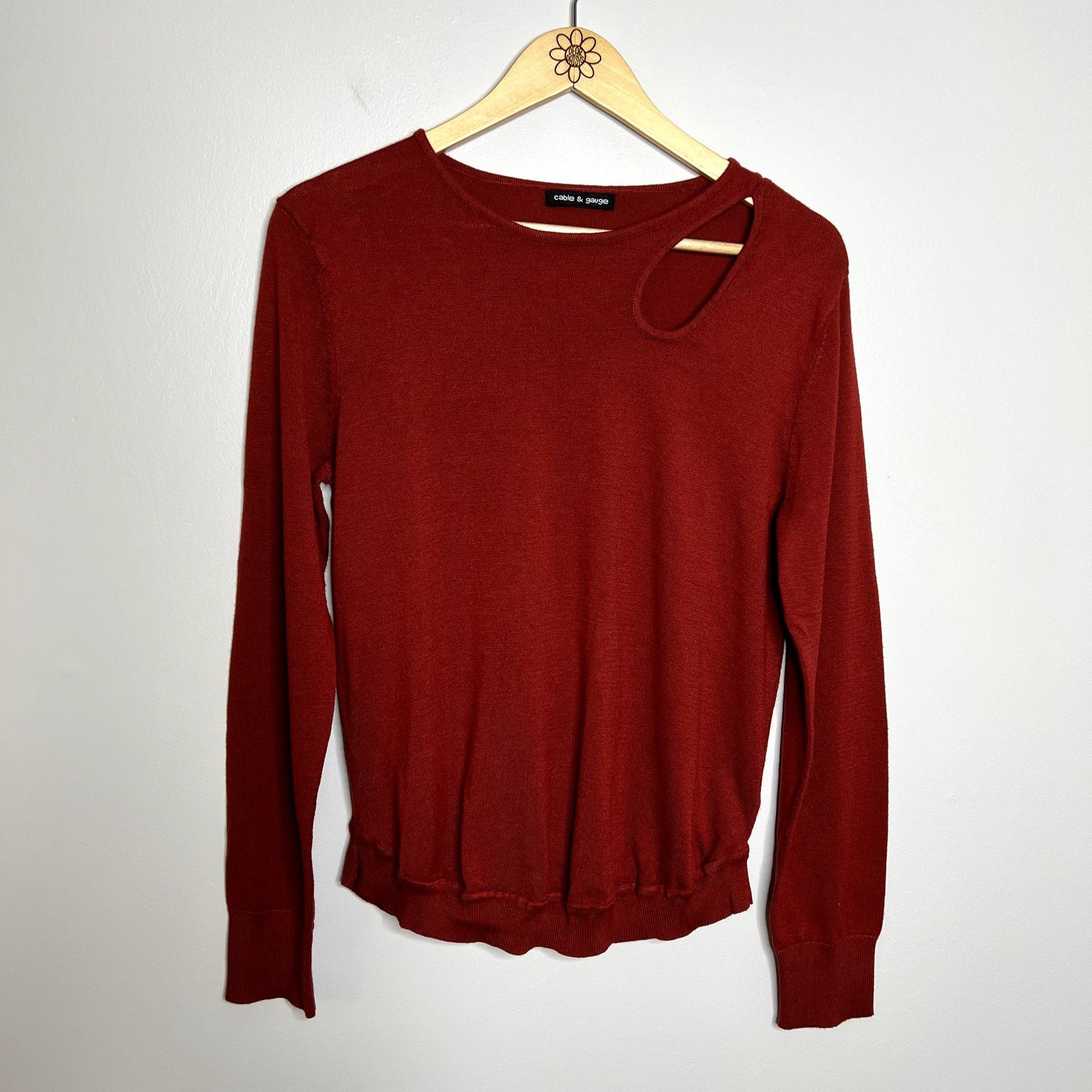 Other Cable & Gauge Red Cut Out Knit Sweater Size L / US 10 / IT 46 - 4 Thumbnail