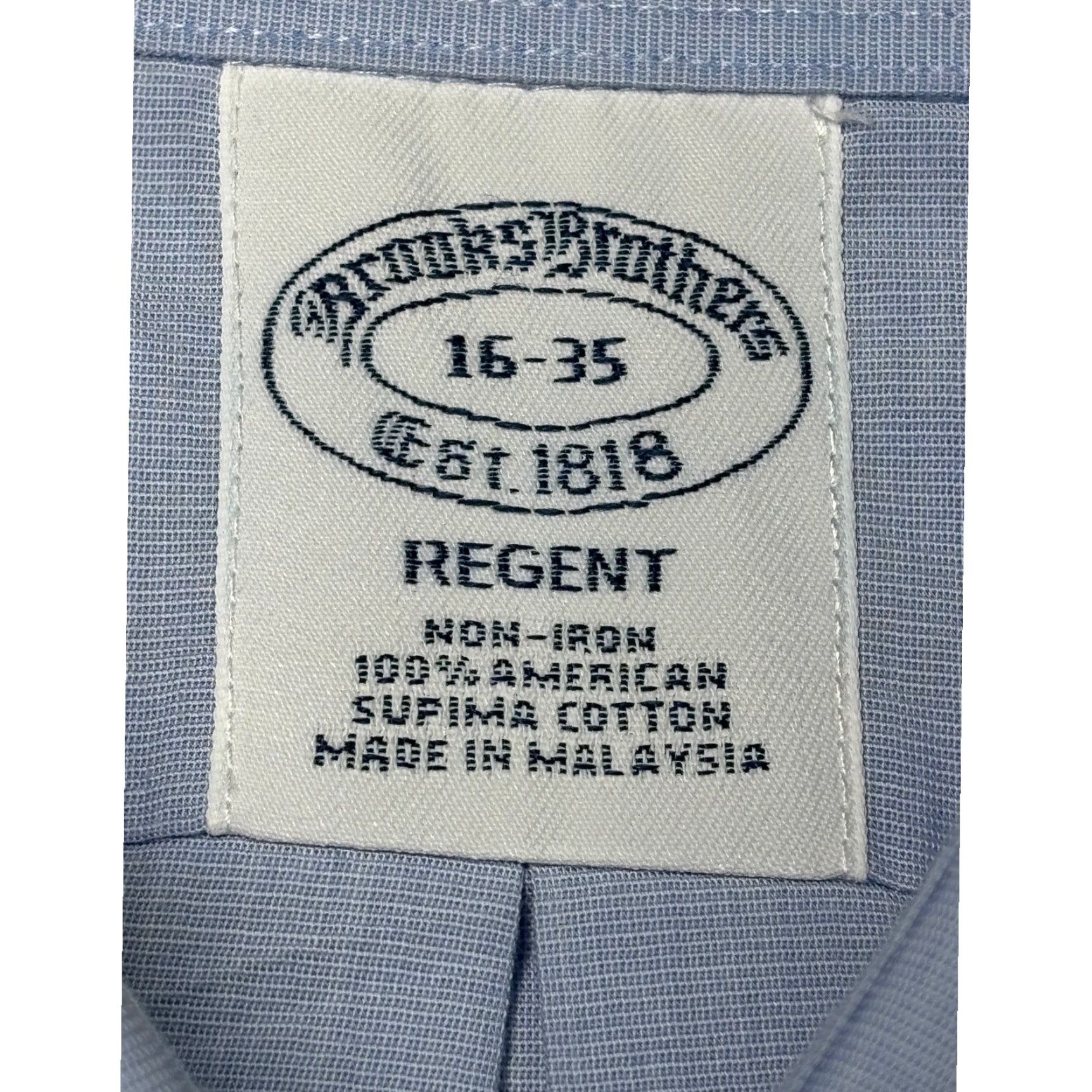 Brooks Brothers VINTAGE Brooks Brothers Regent Fit Blue Non Iron Supima Dress French Cuffs Shirt 16 35 Size 40R - 4 Thumbnail