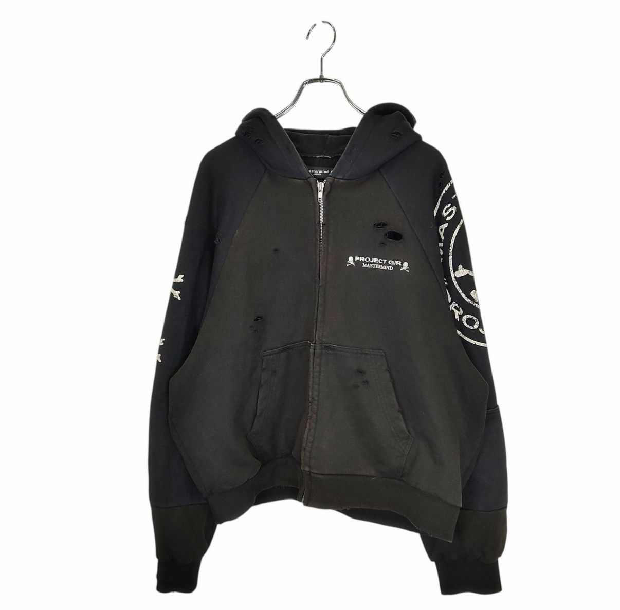 トップス Project G/R Distressed Layer Zip Hoodie ☆韓国の人気☆【Project G/R】☆Distressed Layer Zip Hoodie