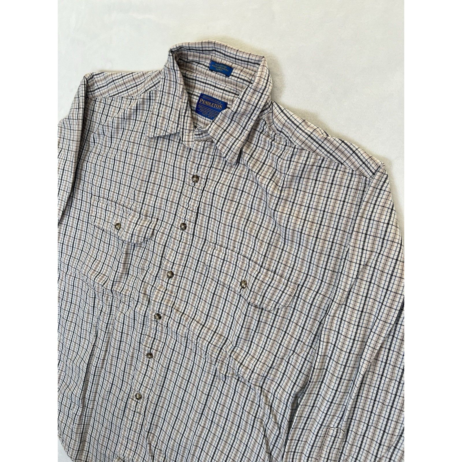 Pendleton Pendleton Long Sleeve Button Up White Tan Plaid Mens Shirt S Size US L / EU 52-54 / 3 - 1 Thumbnail