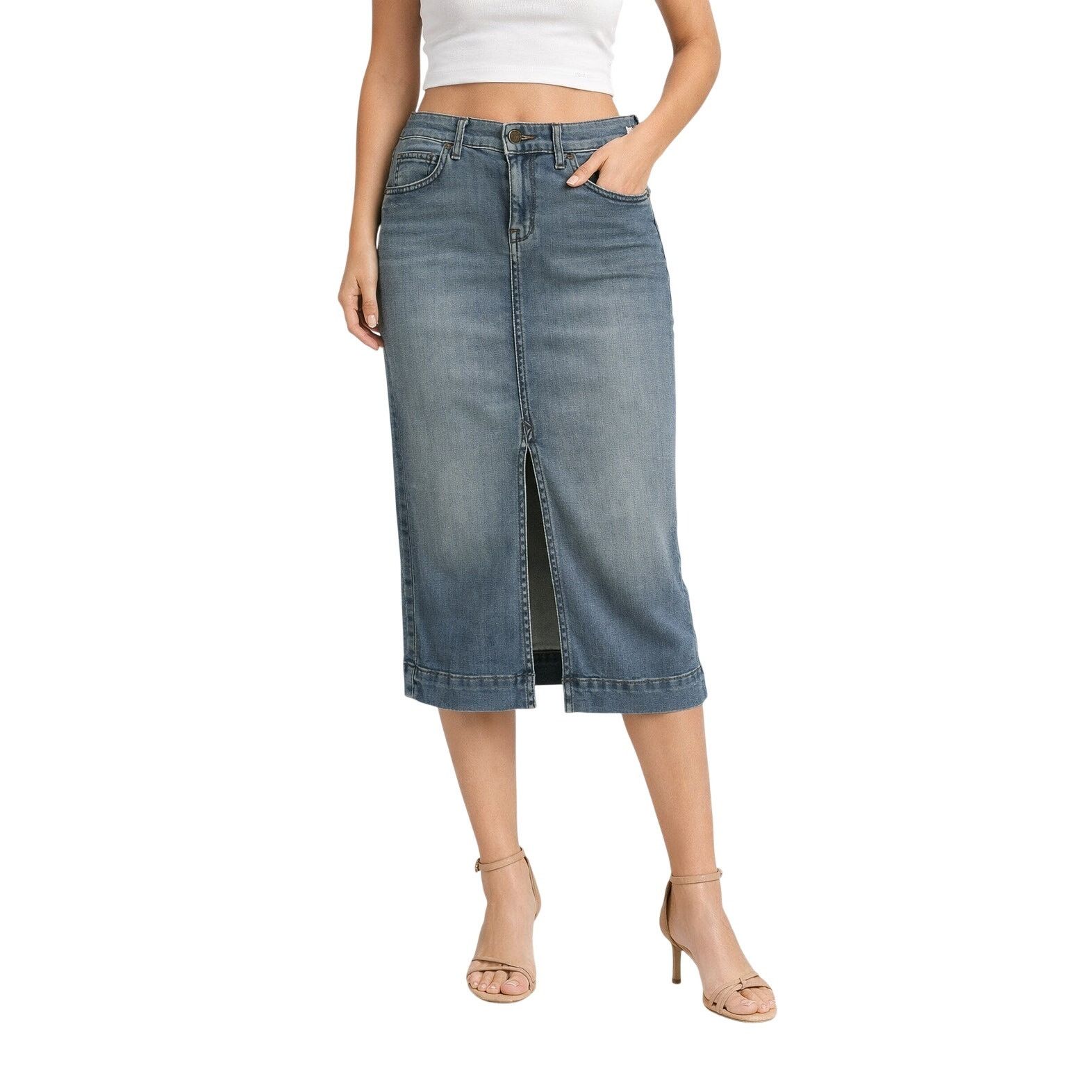 Other Rich & Skinny Denim Pencil Skirt Size 27 Below Knee Midi Size 27" / US 4 / IT 40 - 1 Thumbnail