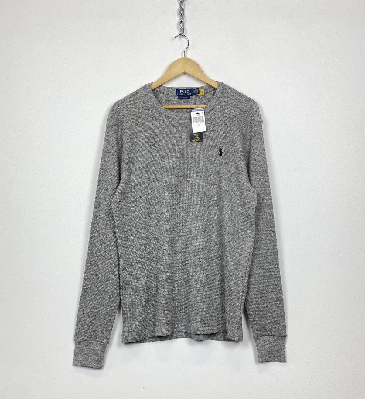 NWT Polo Ralph Lauren Long Sleeve T-shirt Grey Top Waffle