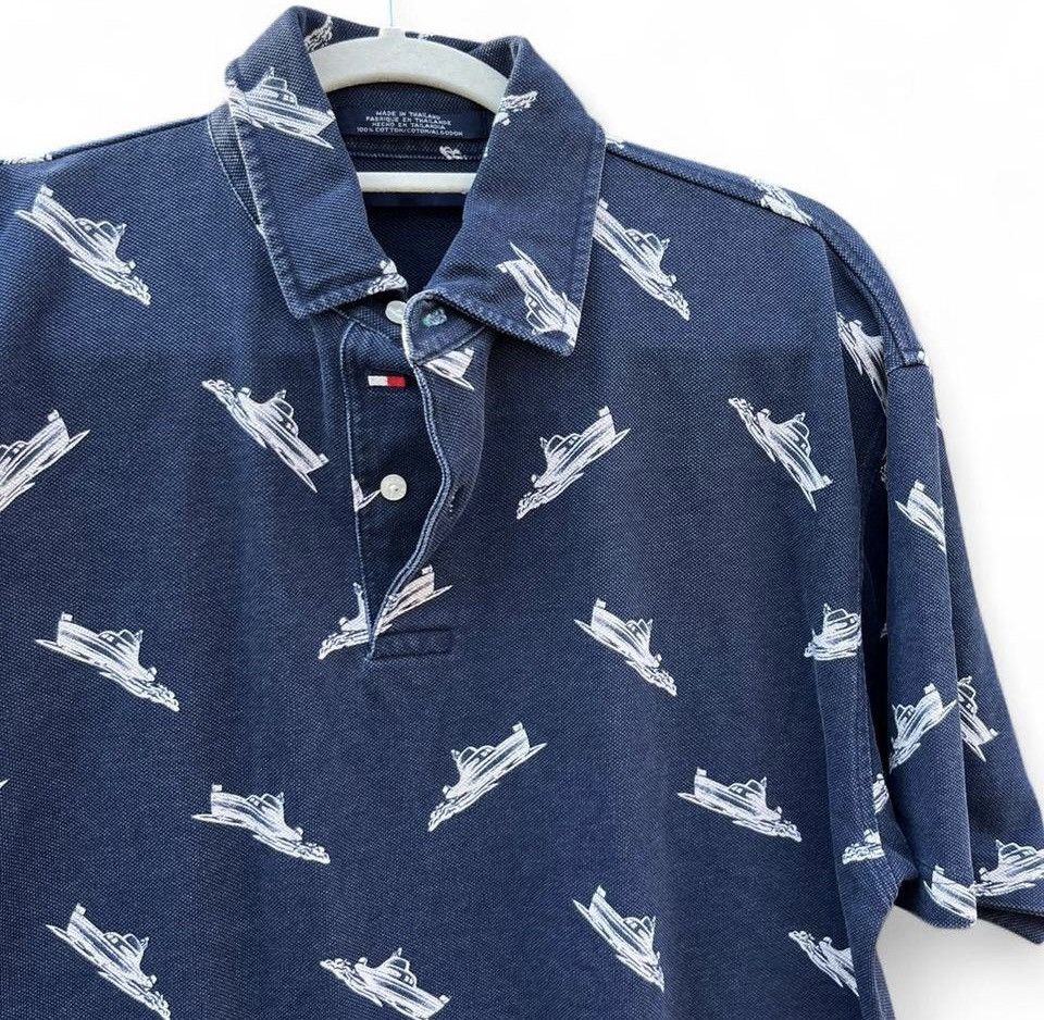 Tommy Hilfiger Tommy Hilfiger Navy Polo with White Boat Print Size US M / EU 48-50 / 2 - 4 Thumbnail