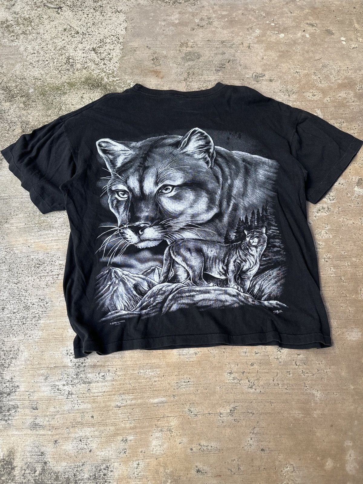 Liquid Blue × Vintage Vintage 90s The Mountain AOP Lion Bobcat Animal T-shirt Size US XL / EU 56 / 4 - 4 Thumbnail