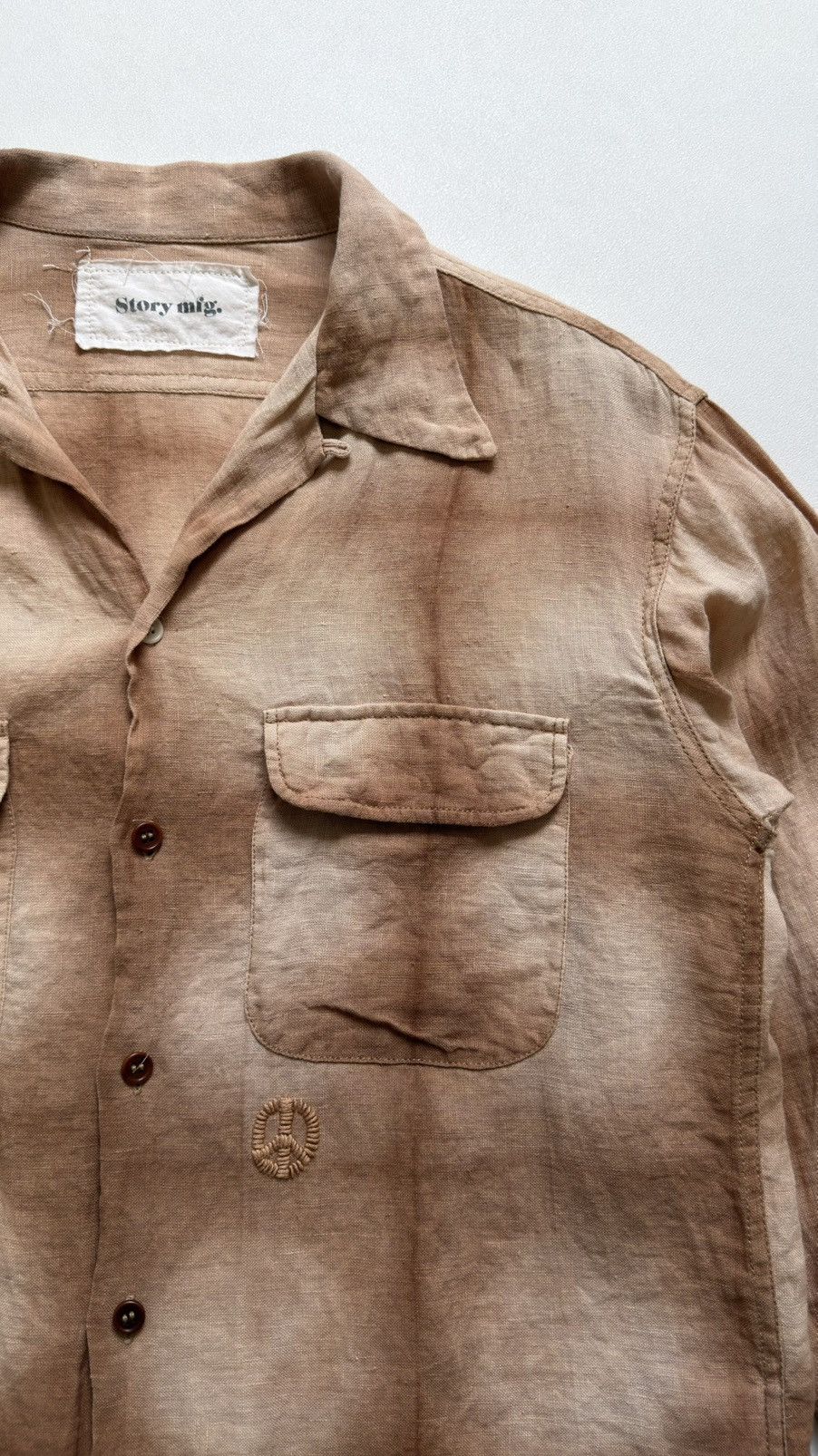 Story Mfg. Brown/Beige ‘Peace Tie Dye’ Print Shirt Size US S / EU 44-46 / 1 - 5 Thumbnail