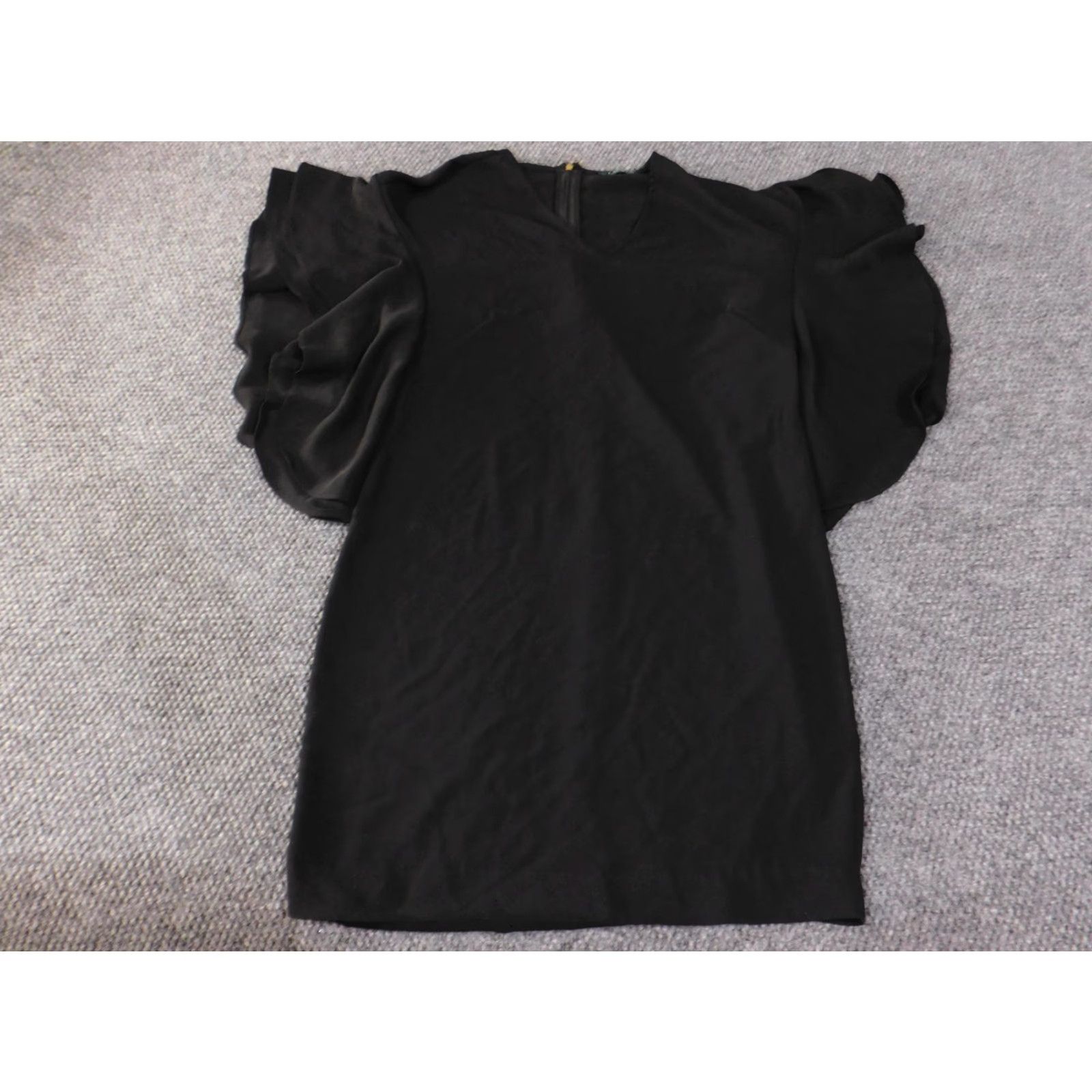 Ralph Lauren Lauren Ralph Lauren Dress Womens 12 Black Flutter Ruffle Sleeve Shift Cocktail Size XL / US 12-14 / IT 48-50 - 2 Thumbnail