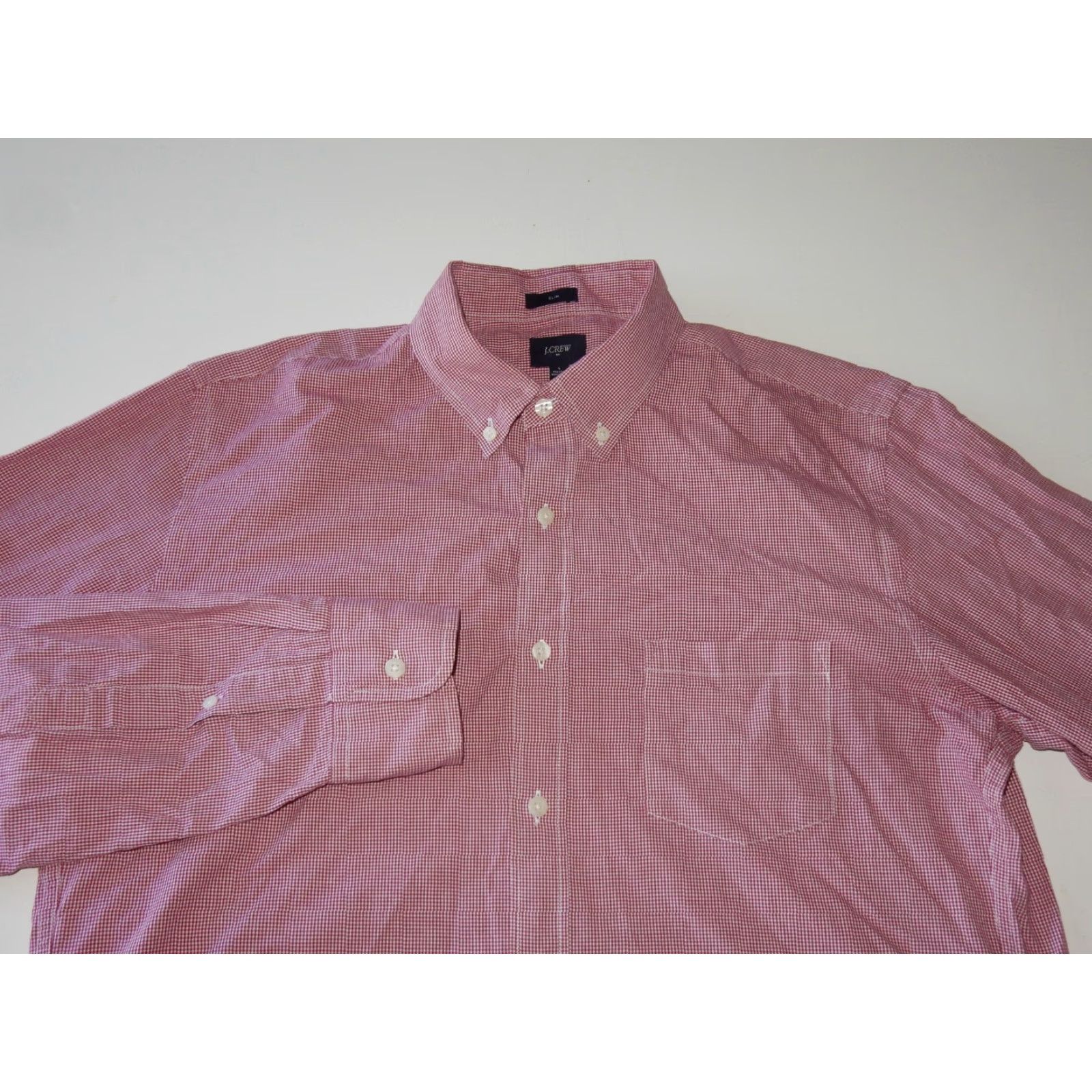J.Crew VINTAGE J.CREW Button-Up Shirt Adult Large Slim Red Check Long Sleeve Mens Size US L / EU 52-54 / 3 - 2 Thumbnail