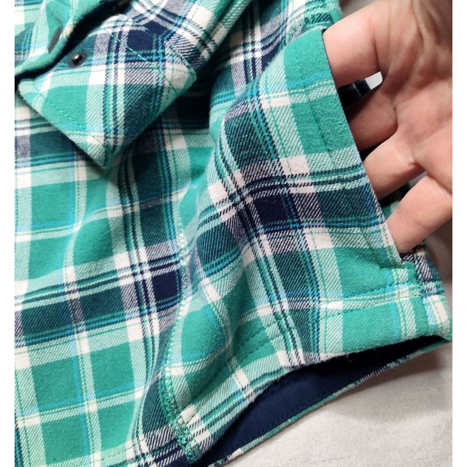 Orvis VINTAGE ORVIS SHACKET Women's Medium Green Plaid Fleece Lined Snap Button Shirt Size M / US 6-8 / IT 42-44 - 6 Thumbnail