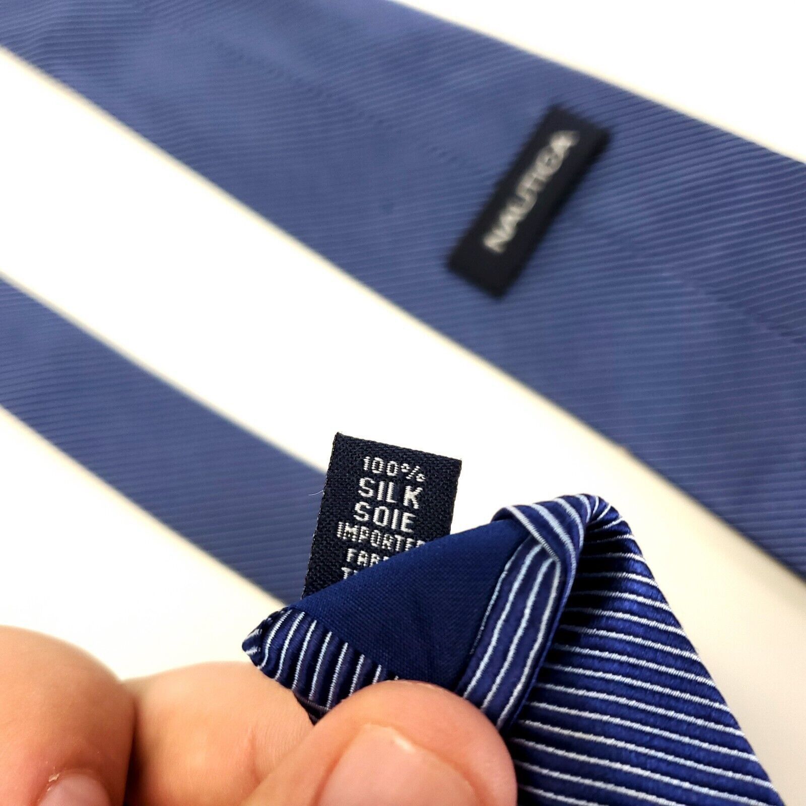 Nautica Nautica Silk Tie Striped Blue Woven Wide Silk Tie Size ONE SIZE - 5 Thumbnail
