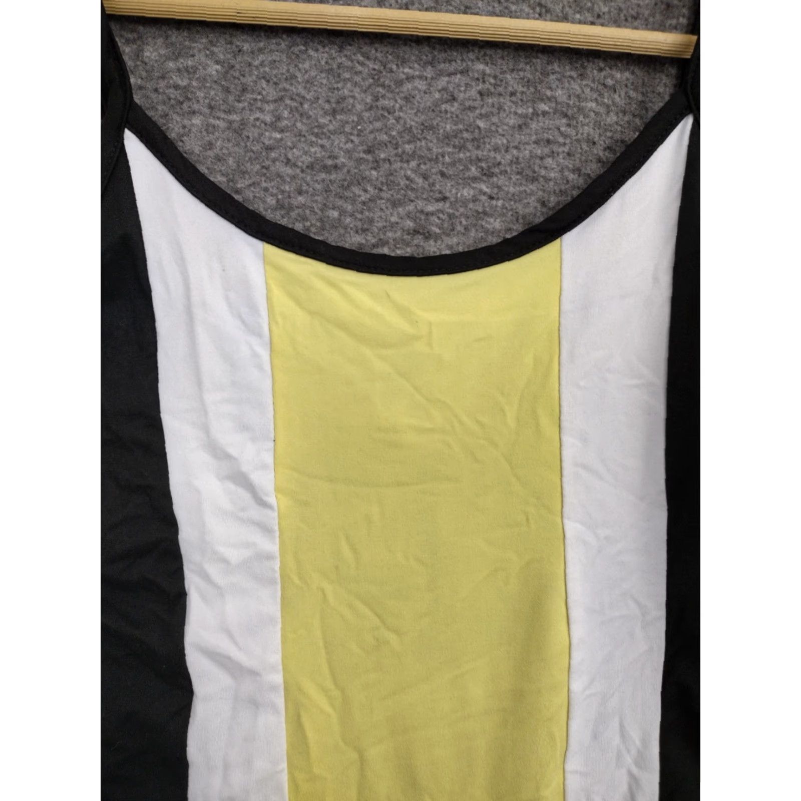 Vintage Codigo Bodysuit Women's L Black/White/Yellow Tank Thong Stretchy Fitted Size L / US 10 / IT 46 - 3 Thumbnail