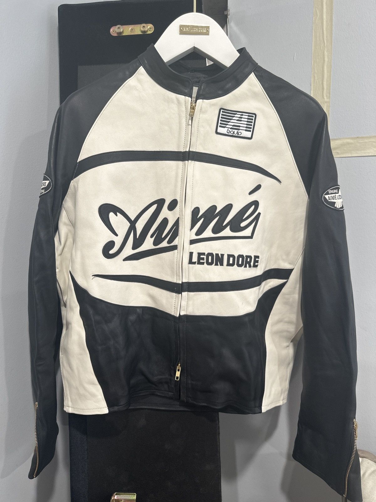 Aime Leon Dore Chainstitch Leather Bomber Jacket