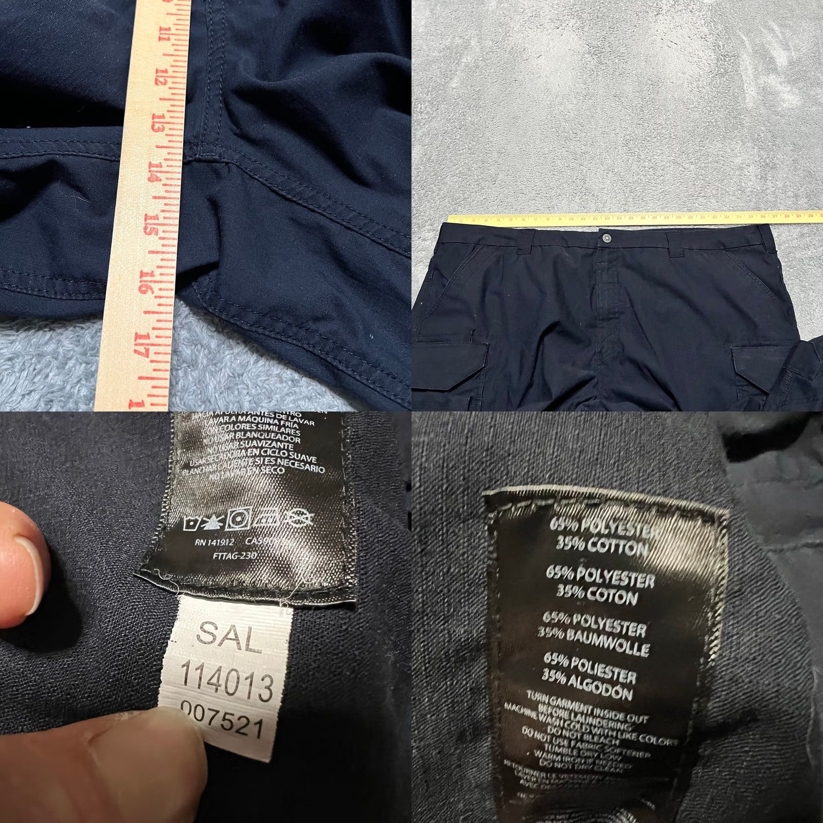 Vintage First Tactical Pants Mens 52 (52x32.5) Navy Blue Cargo Straight Fit Ripstop Size US 36 / EU 52 - 8 Thumbnail