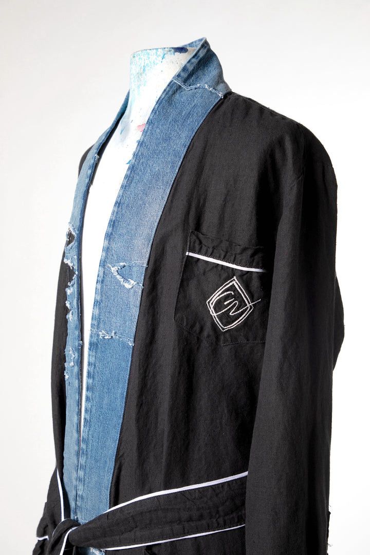 Greg Lauren $1995 Greg Lauren Black Linen Robe GL1 Size US M / EU 48-50 / 2 - 4 Thumbnail